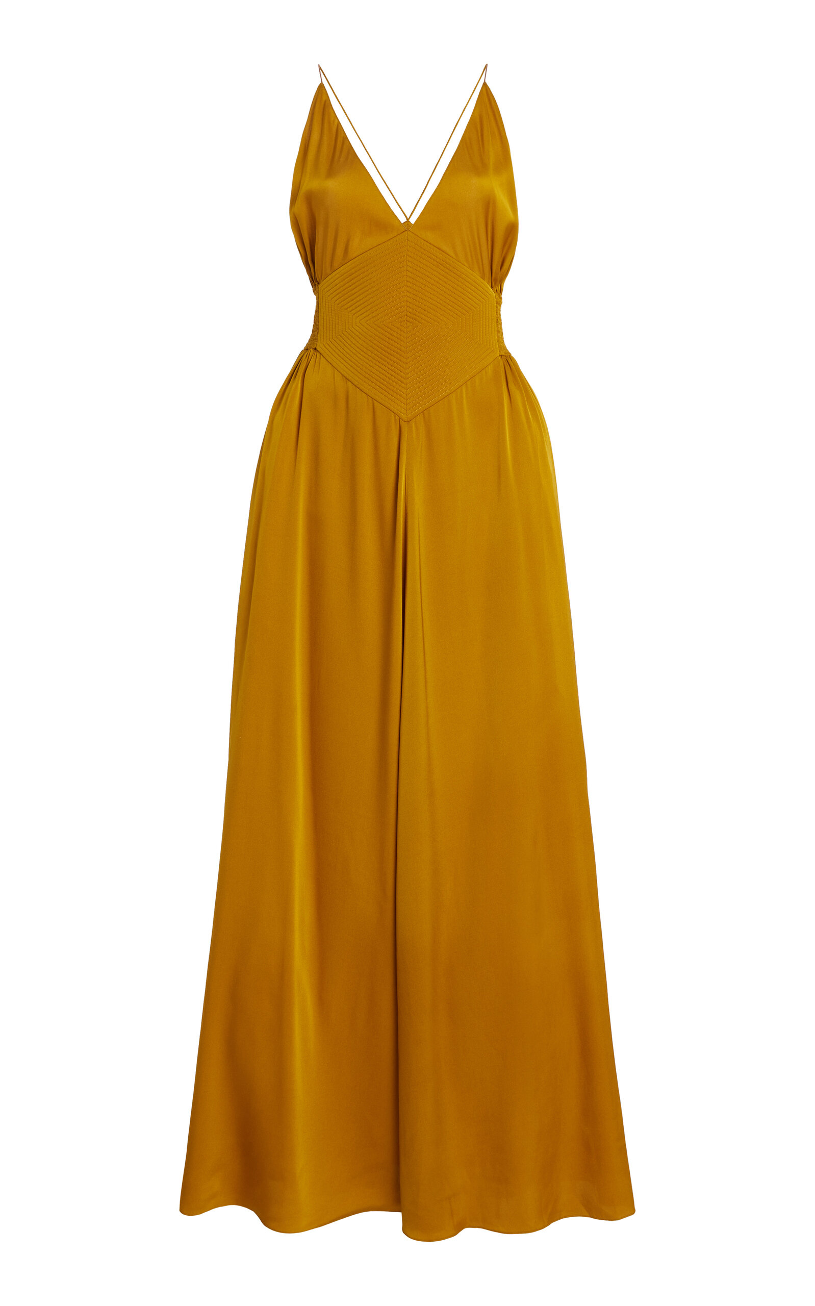 BEVZA Bee Silk Charmeuse Maxi Dress - Gold
