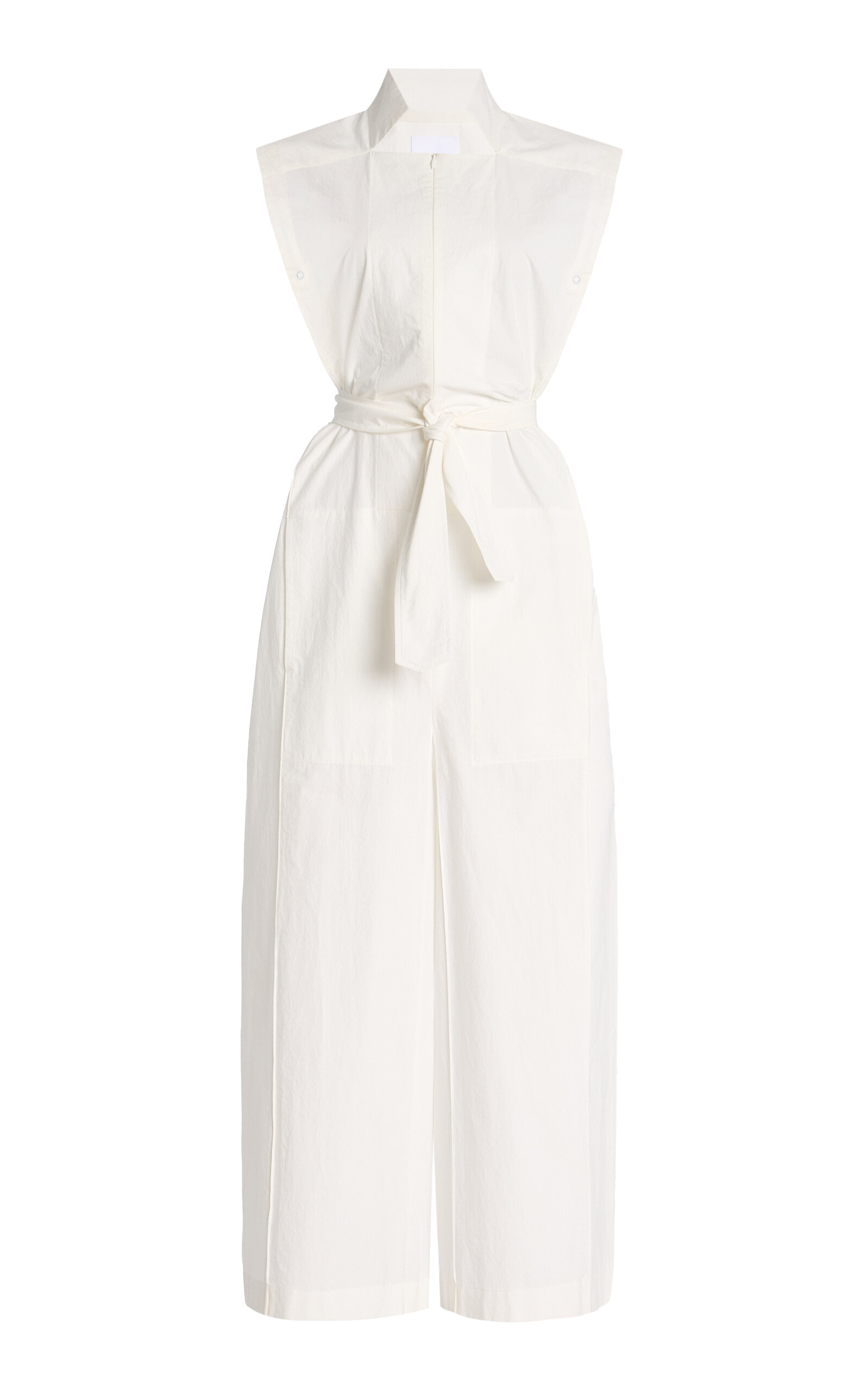 BEVZA Square Cotton Jumpsuit - Ivory - XS