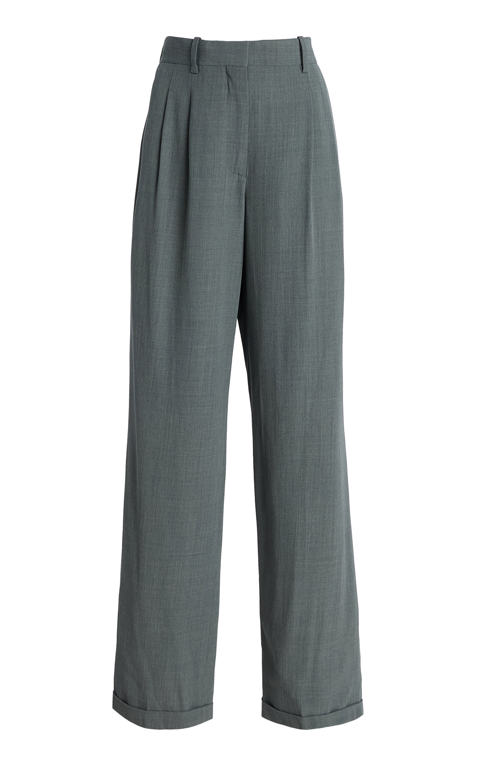 The Row Everhart Wool-Blend Straight-Leg Pants - Grey