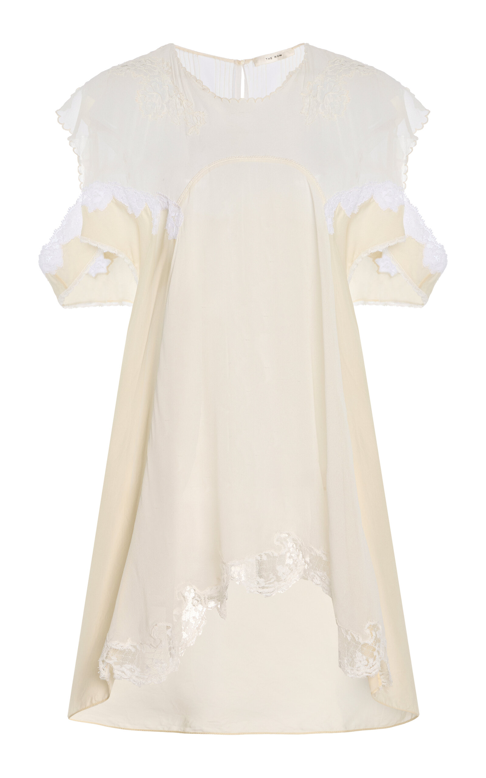 The Row Desy Lace-trimmed Silk Top In White