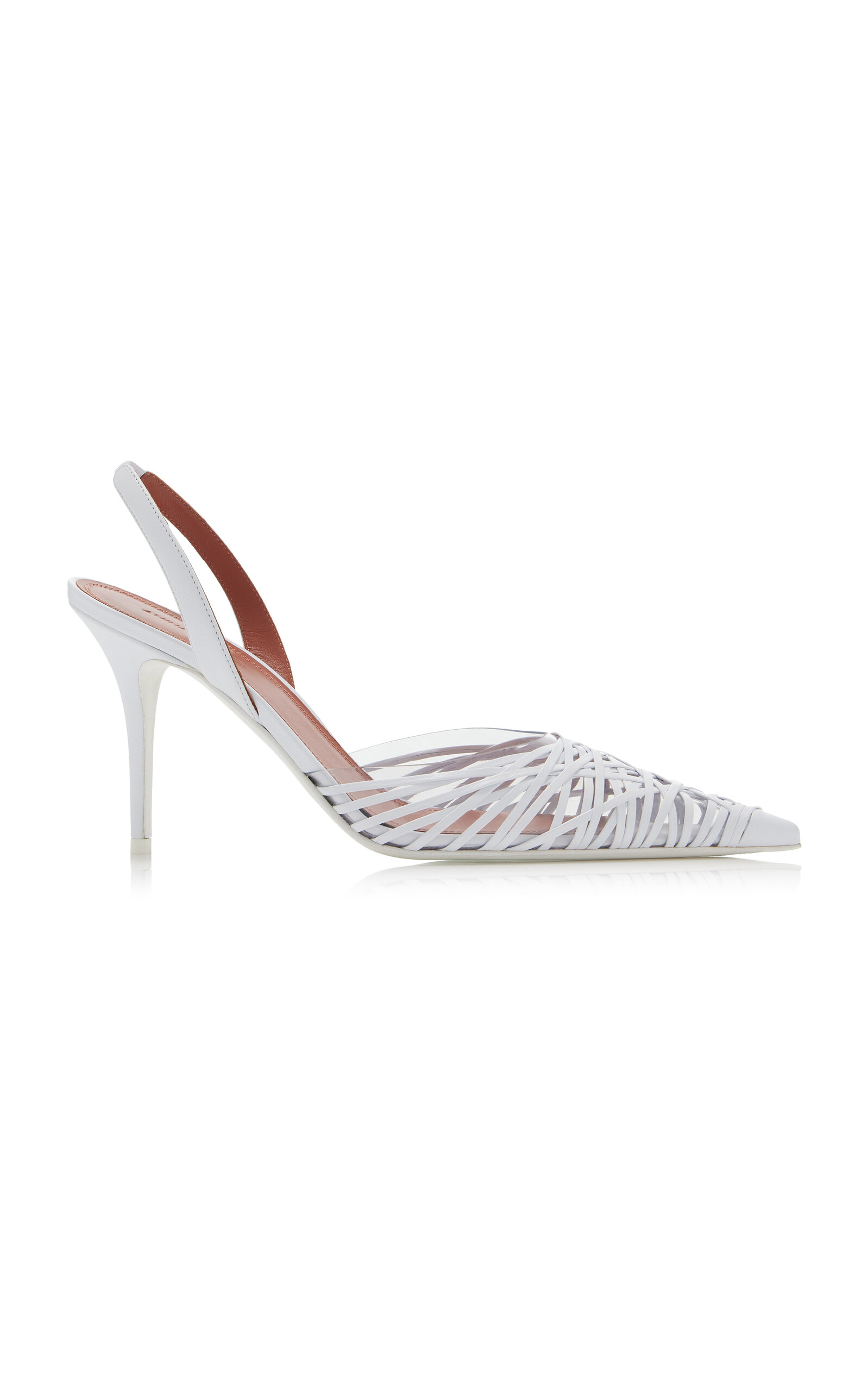 Amina Muaddi 90mm Lori Strappy Pointed-toe Slingback Pumps In White