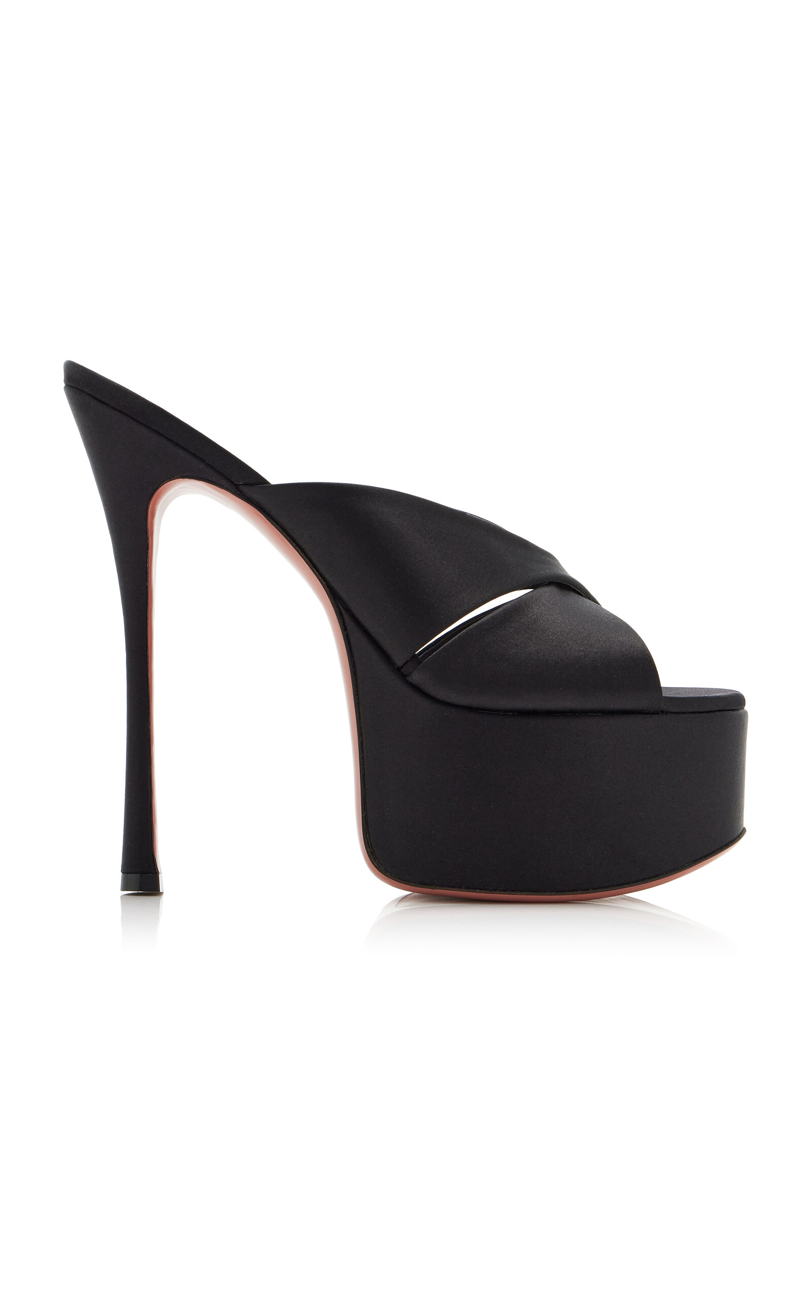 Amina Muaddi Salma 155 Satin Platform Sandals In Black