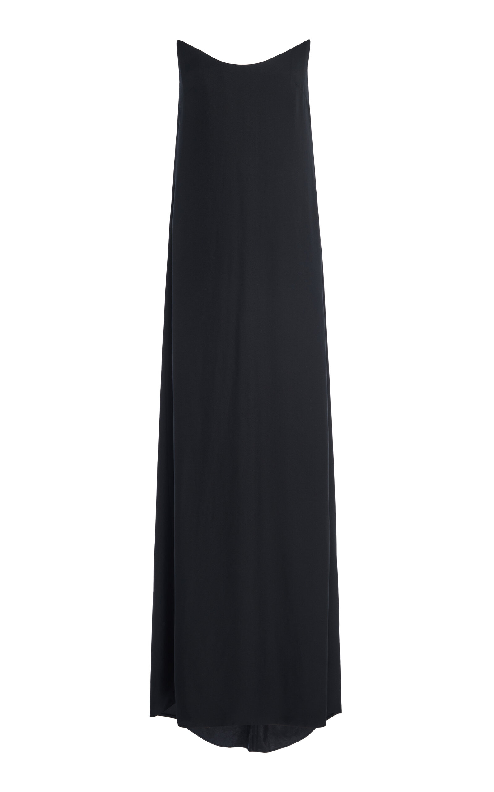 Del Core Strapless Crepe Gown In Black