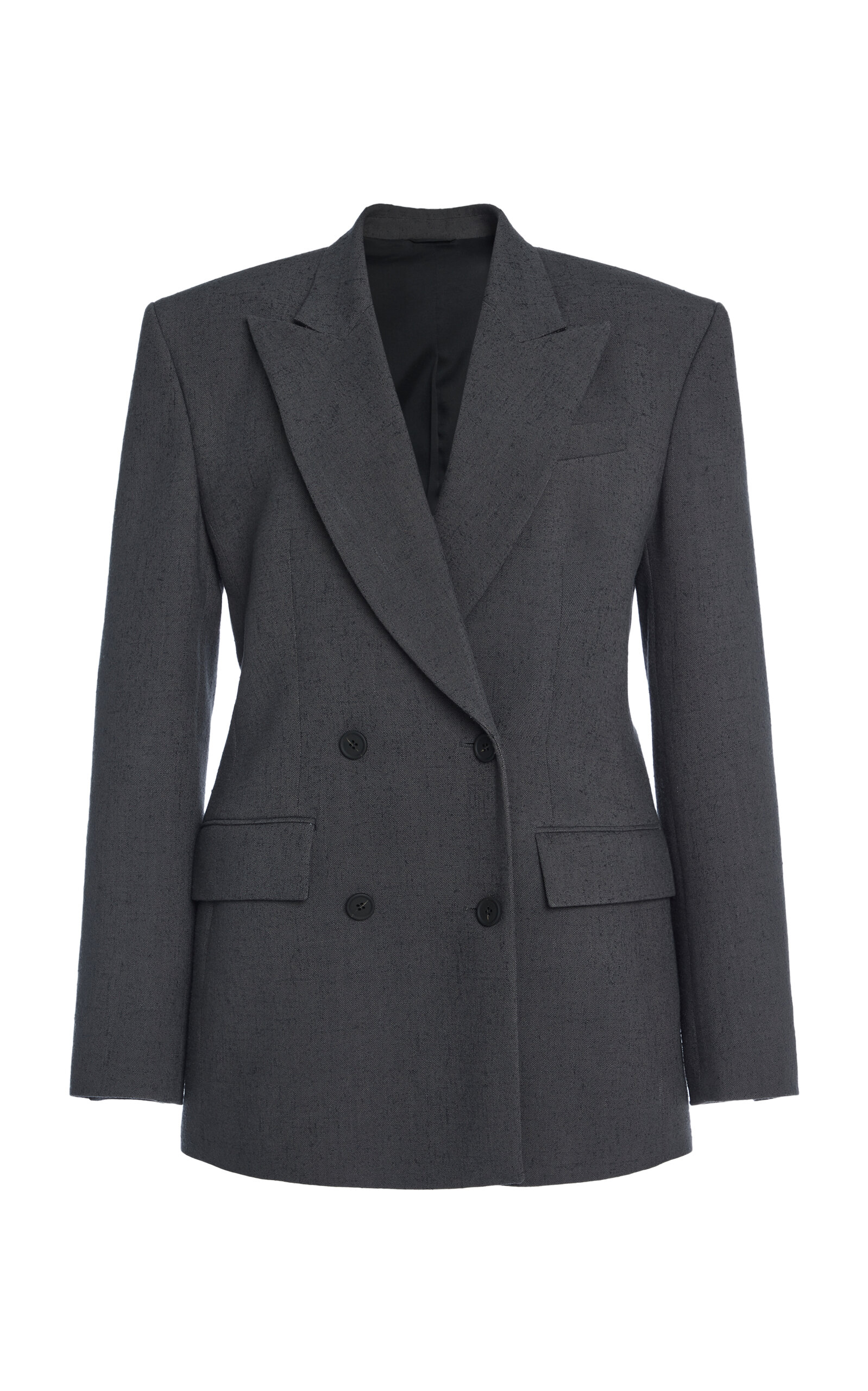 Del Core Double-breasted Woven Blazer In Grey