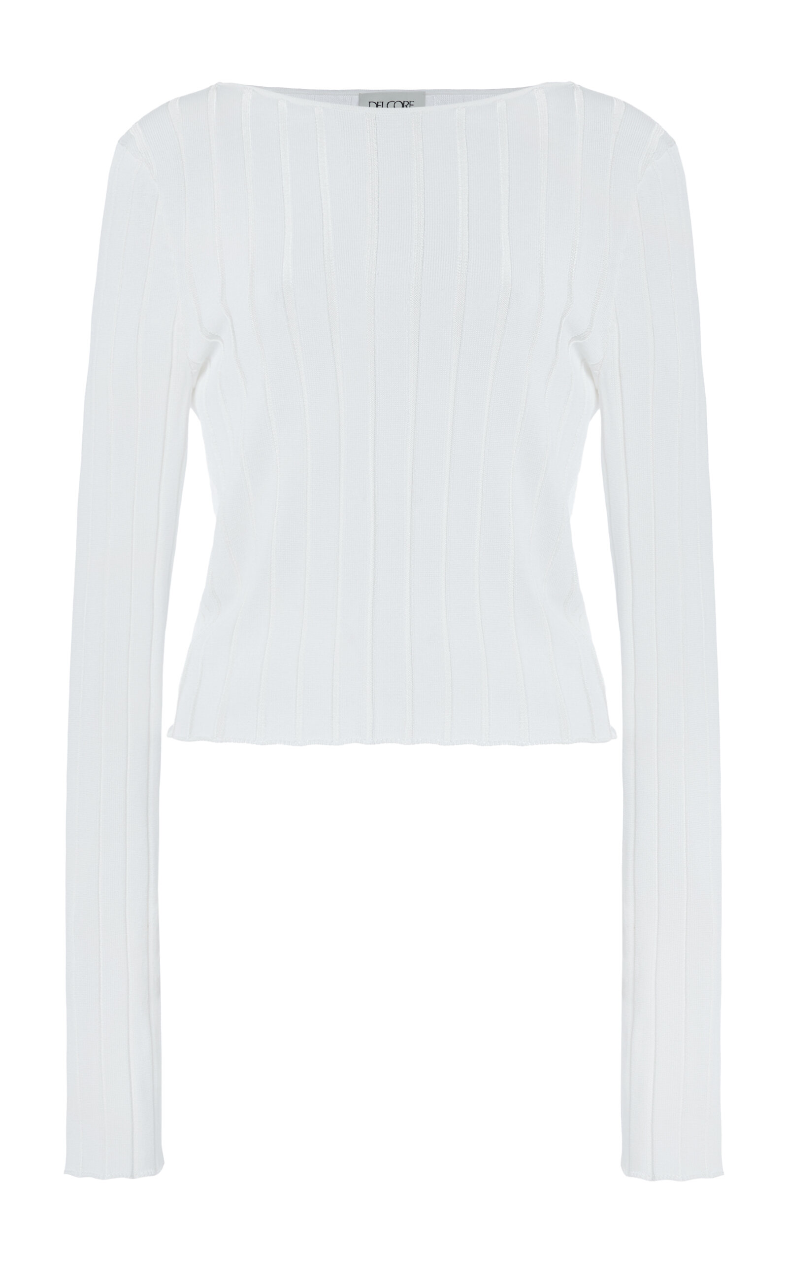 Del Core Bateau Neck Ribbed-knit Top In White