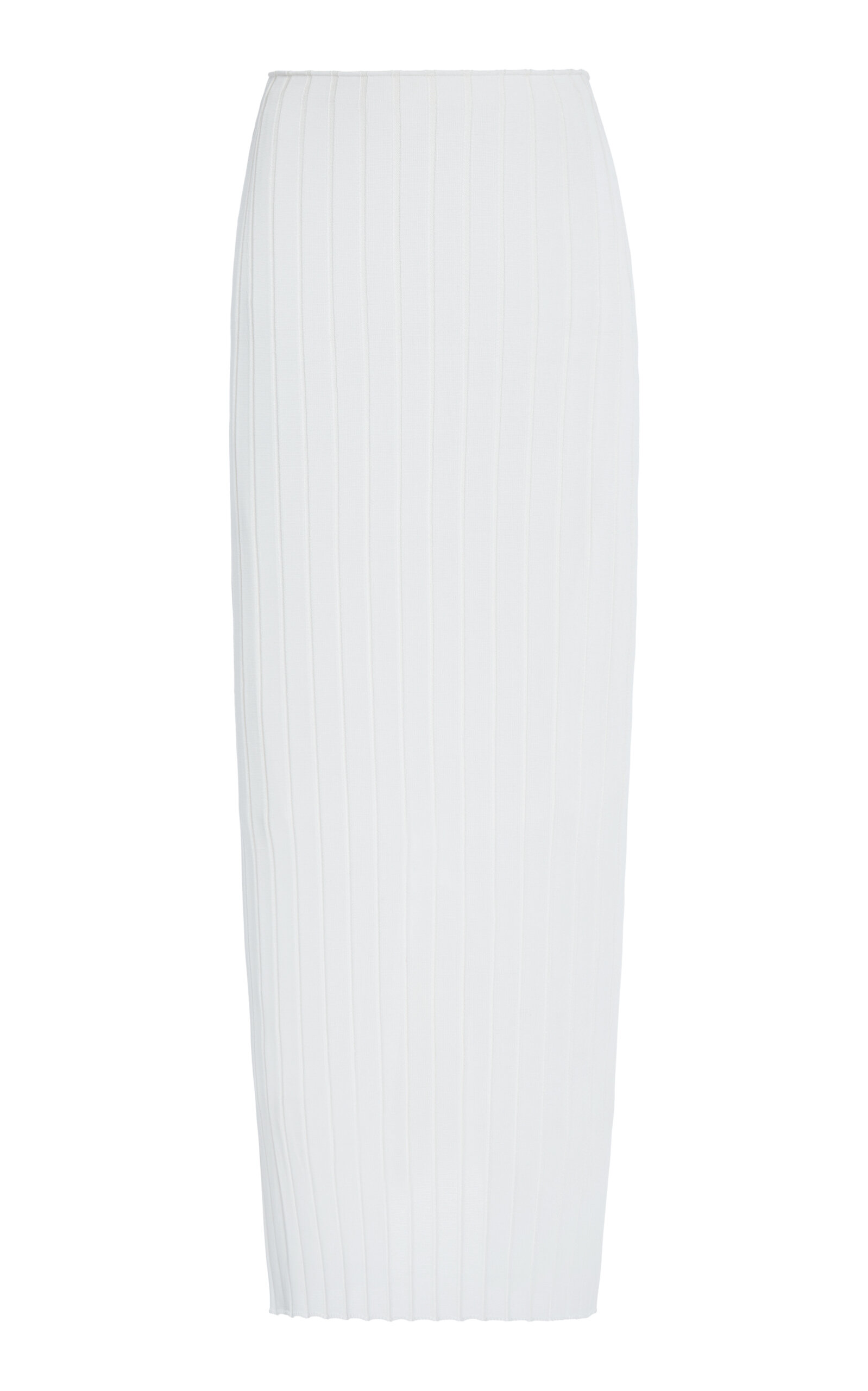 Del Core Ribbed-knit Midi Pencil Skirt In White