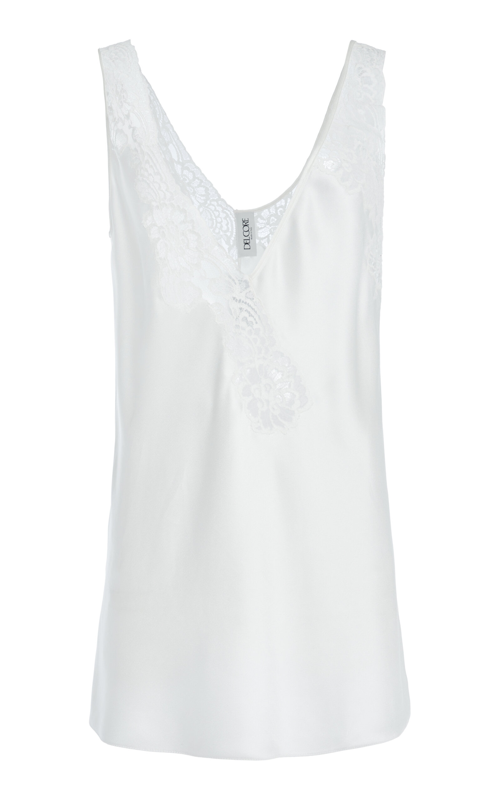 Del Core Lace-Trimmed Satin Slip Top - White