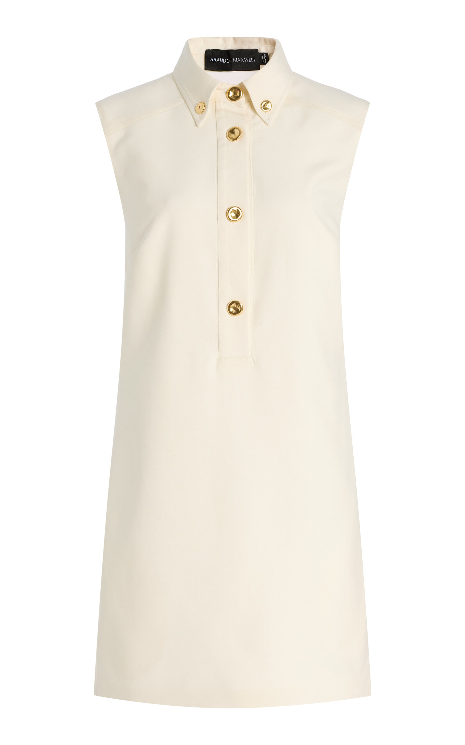 Brandon Maxwell Exclusive The Belle Wool-Silk Crepe Polo Mini Dress - White