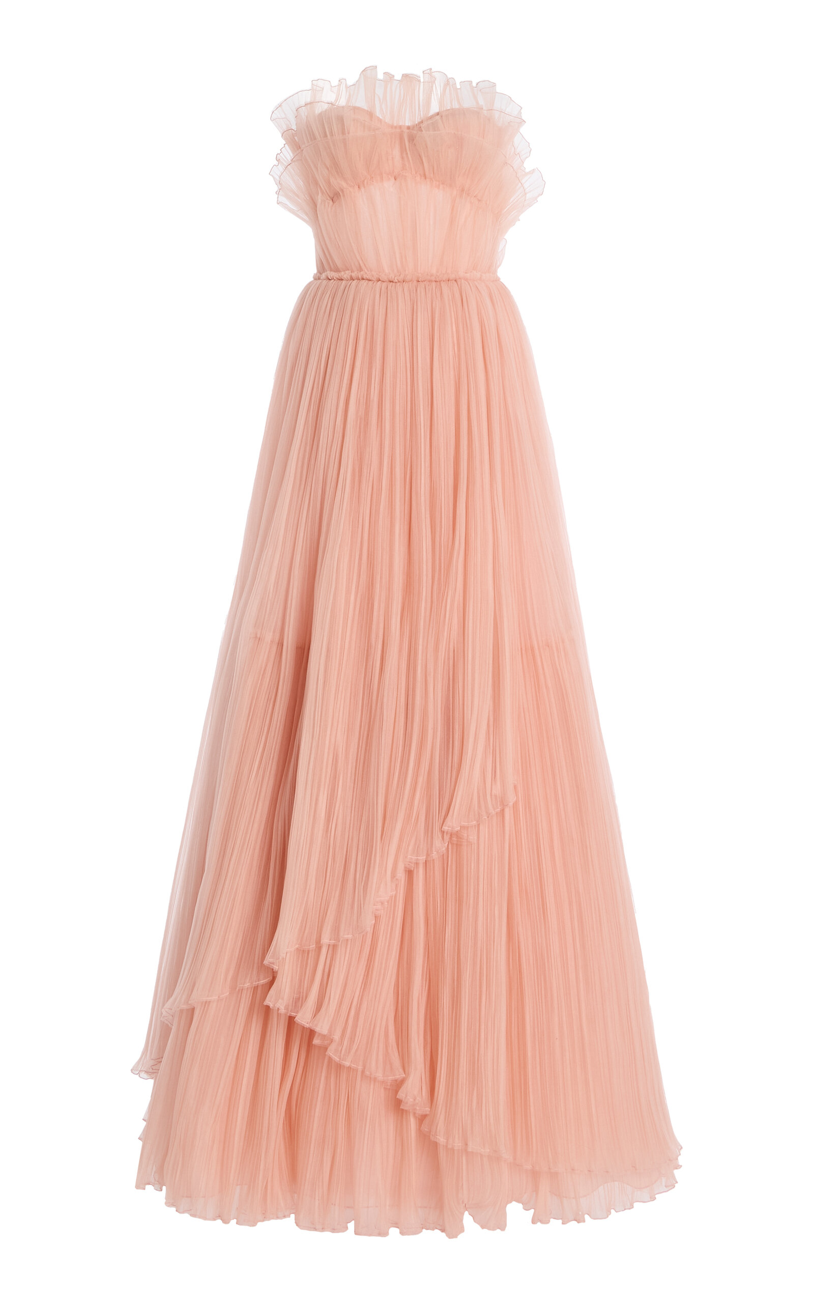 Costarellos Marinel Plissé Tulle Gown - Pink
