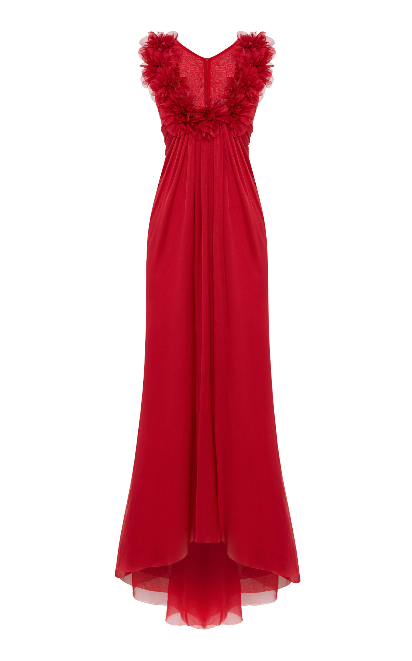 Floral-Embellished Silk-Chiffon Dress
