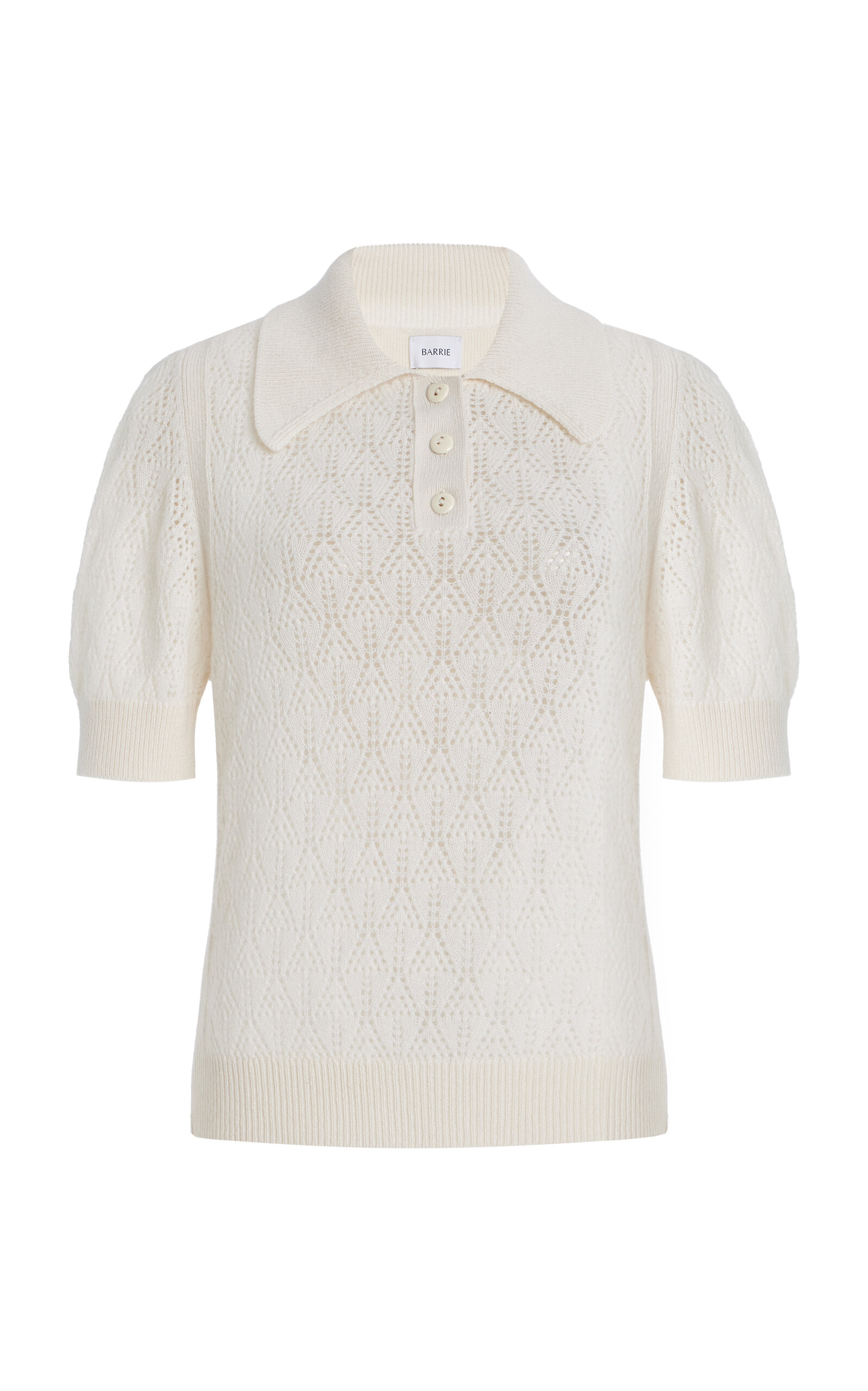 Barrie Scallop-Knit Cashmere Polo Top - Women's Clothing