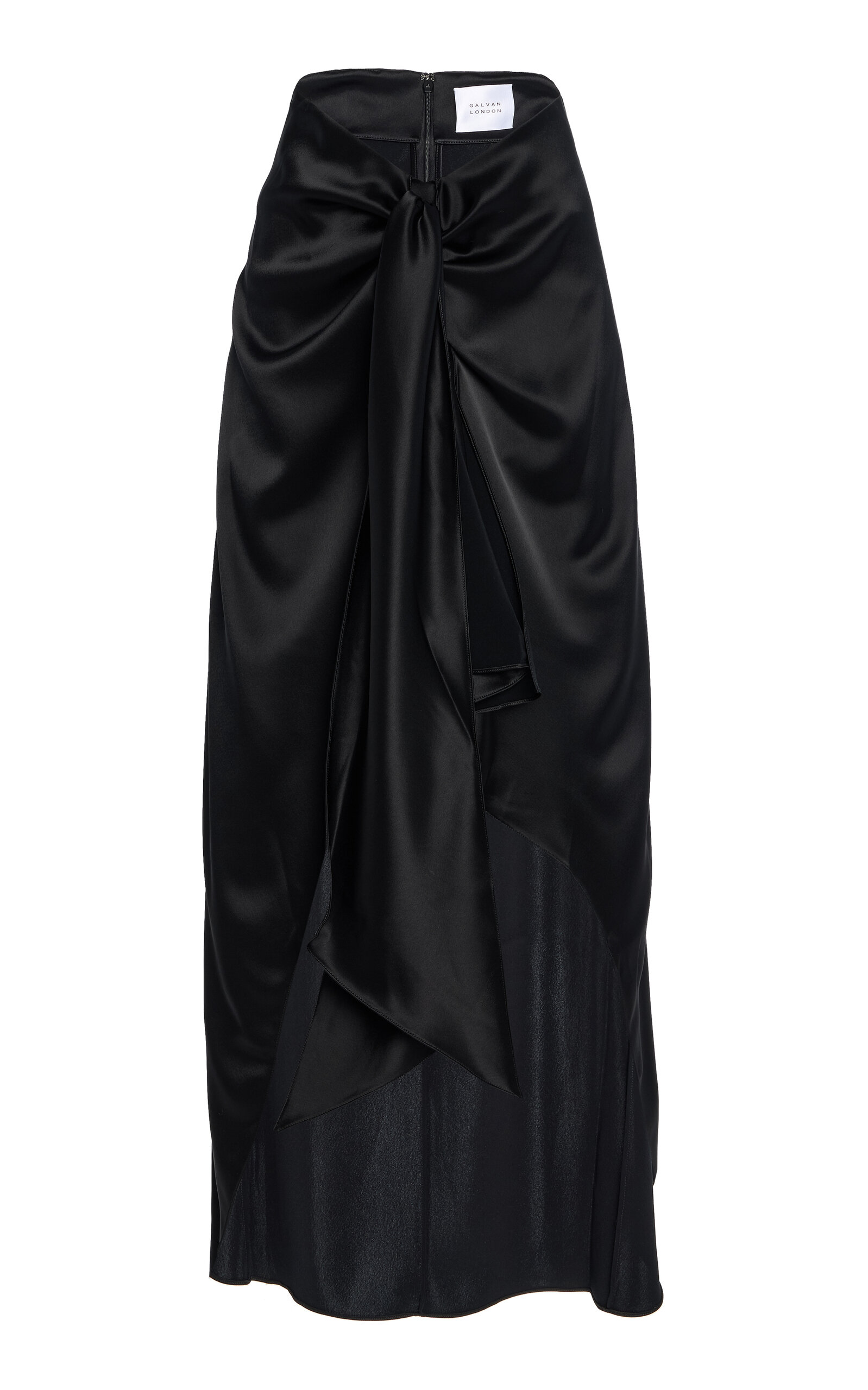 Shop Galvan De Lovie Satin Maxi Wrap Skirt In Black