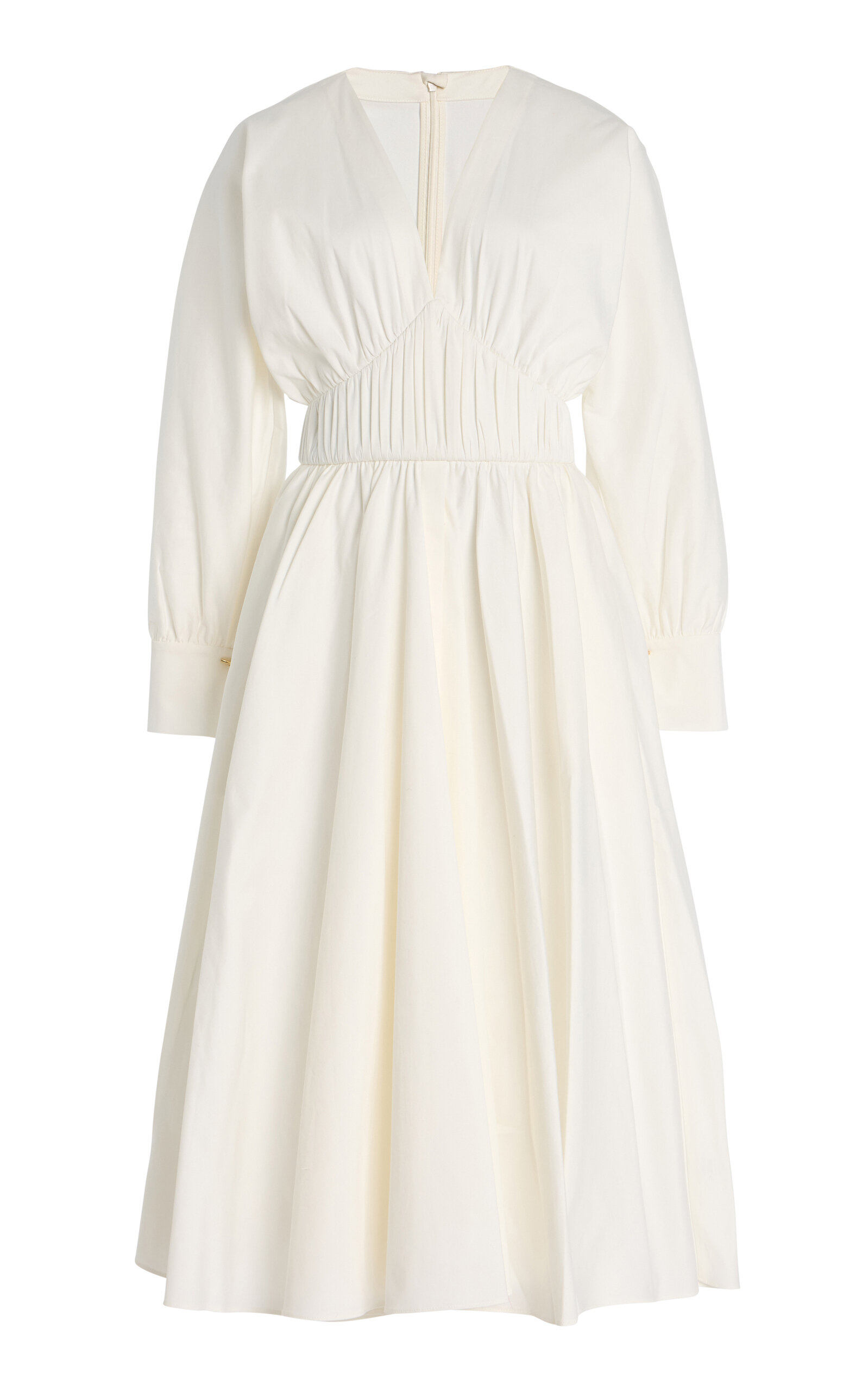Alexis Viro Gathered Cotton-Blend Midi Dress