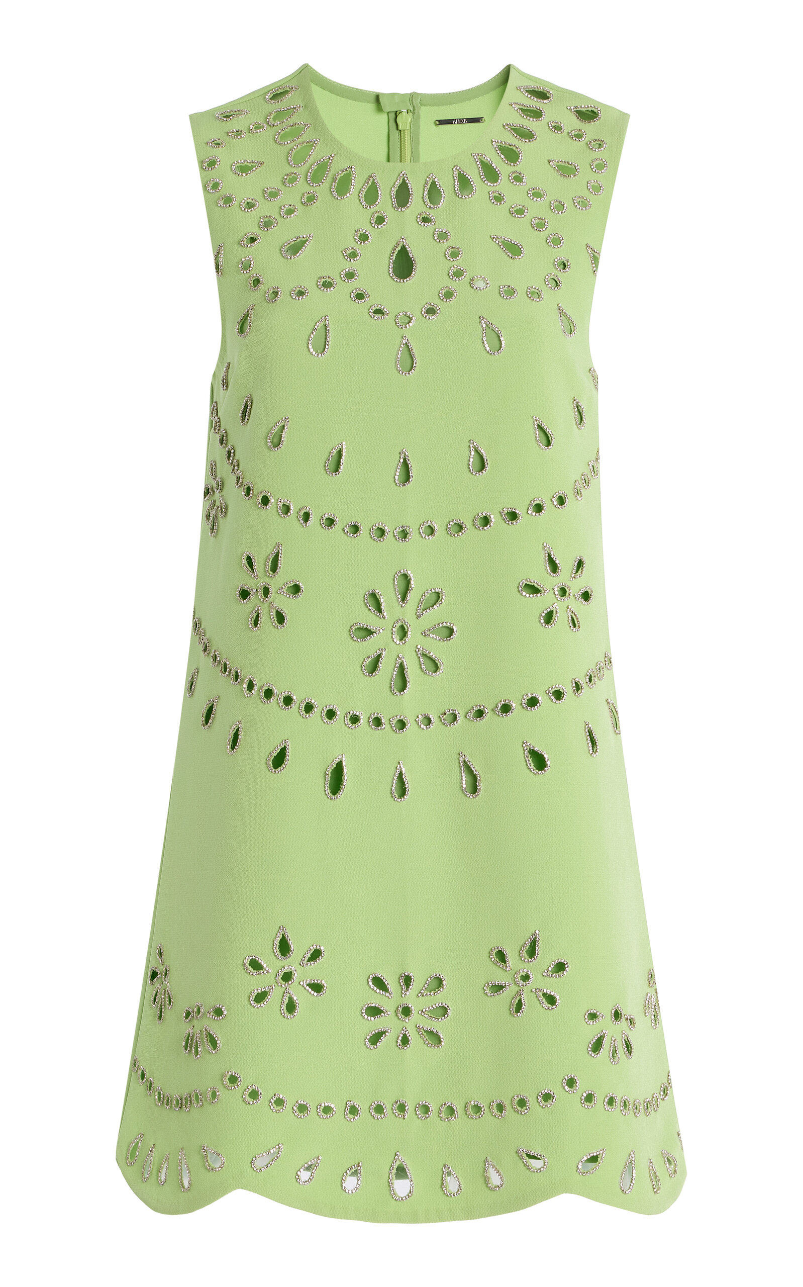 Alexis Adilyn Crystal-embellished Cutout Stretch-crepe Mini Dress In Green