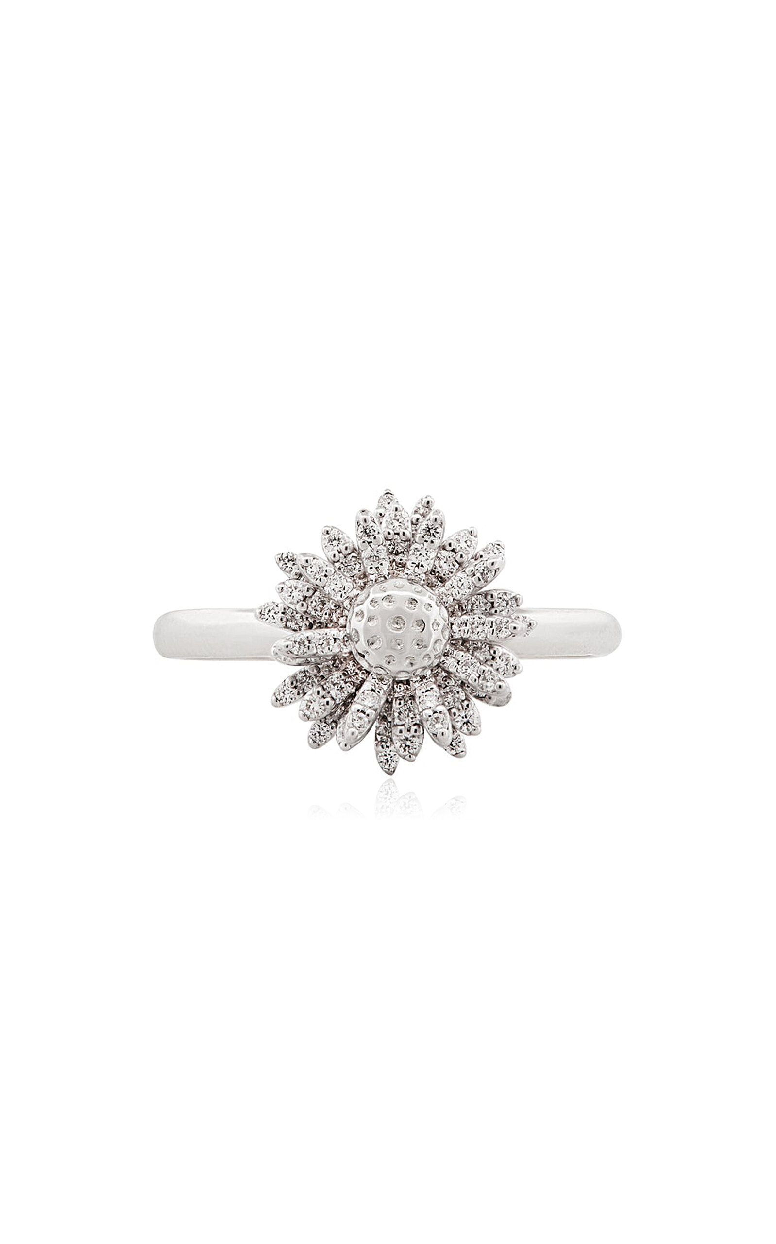Bernard James Flora Pave 18k White Gold Diamond Daisy Ring In White