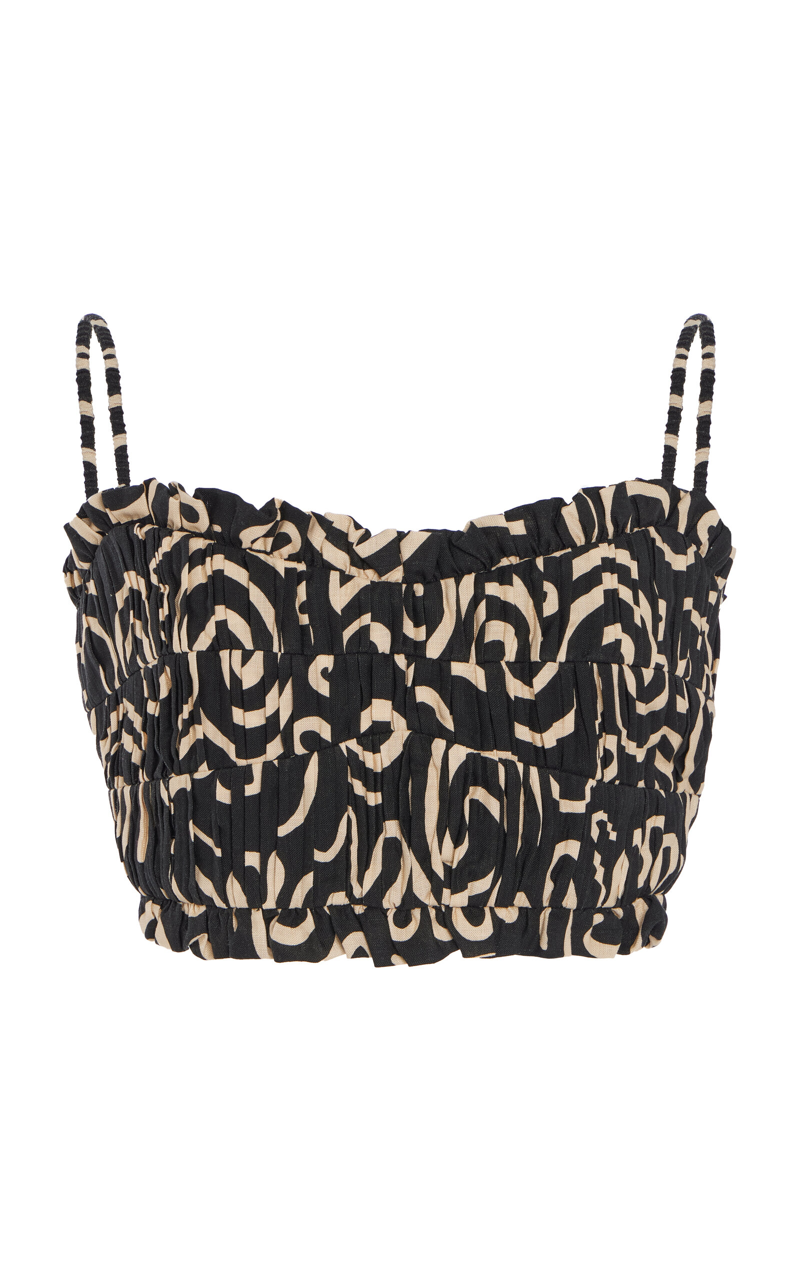 Cala De La Cruz Victoria Linen Top In Black,white
