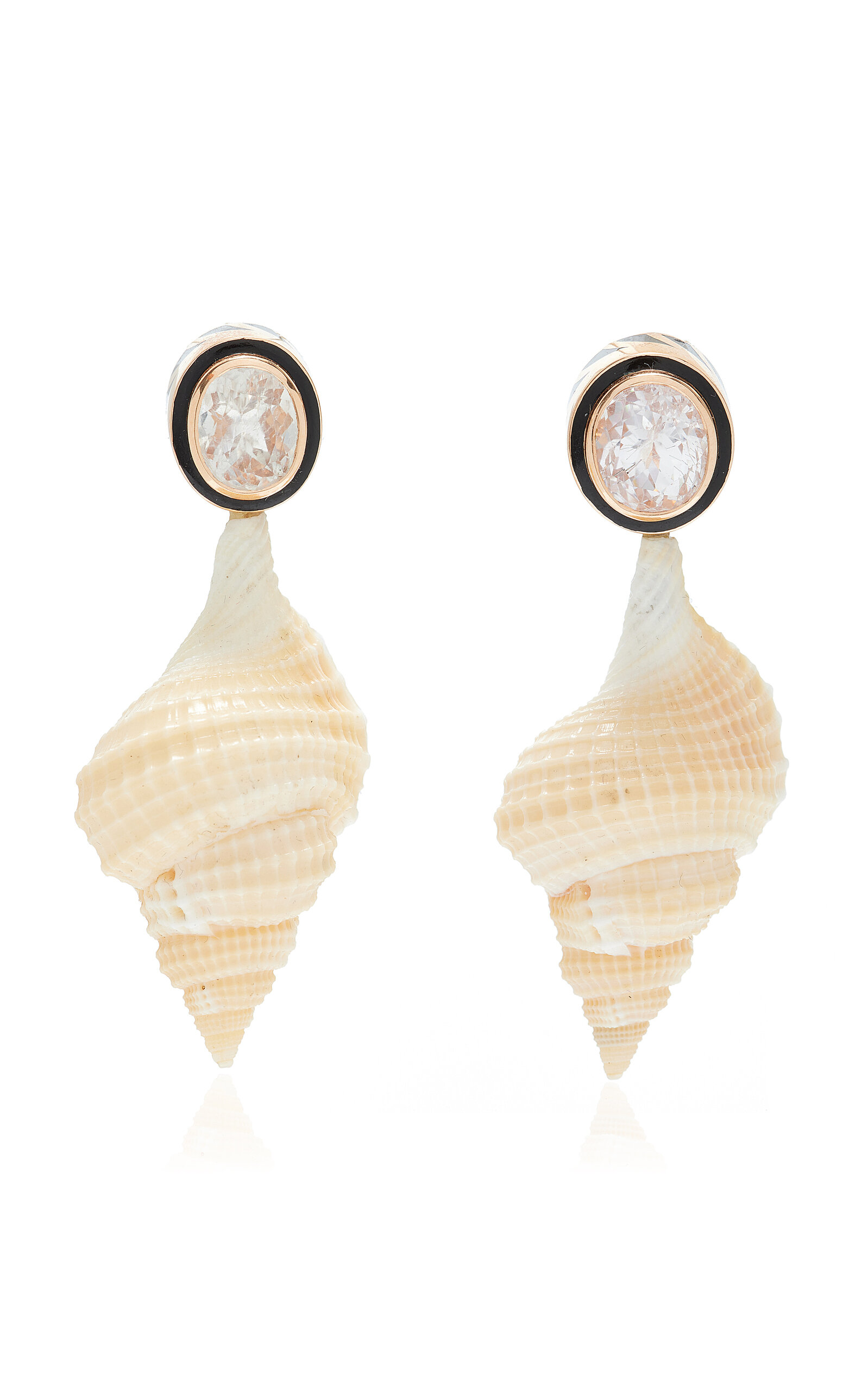 DEZSO BY SARA BELTRÁN - Distorsio 18K Rose Gold Shell And Silimanite Earrings - White - OS - Moda Operandi - Gifts For Her