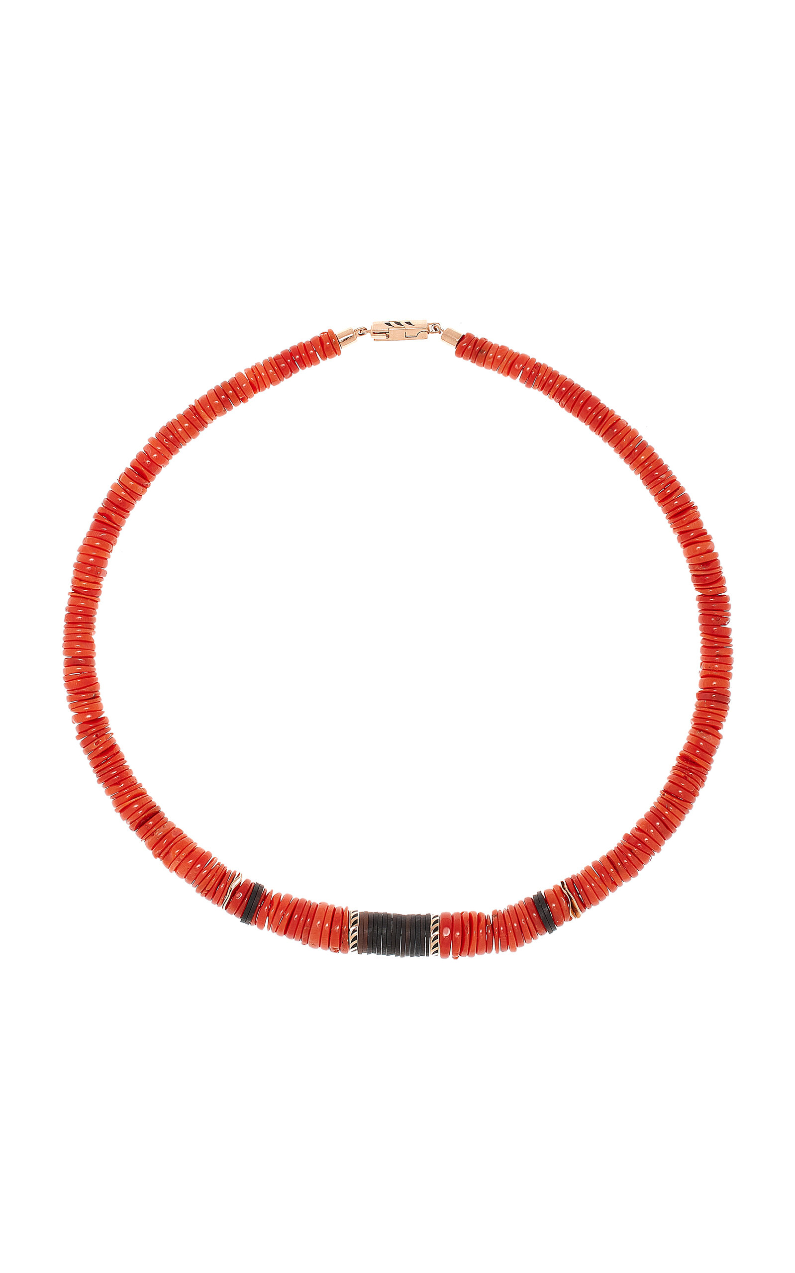 Dezso By Sara Beltran Red Coral Puka Shell Necklace In Red