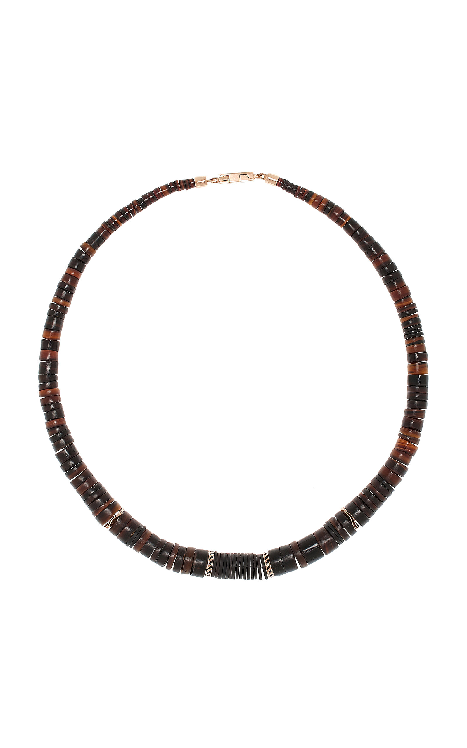 Dezso By Sara Beltran 18k Rose Gold Shell And Enamel Necklace In Brown