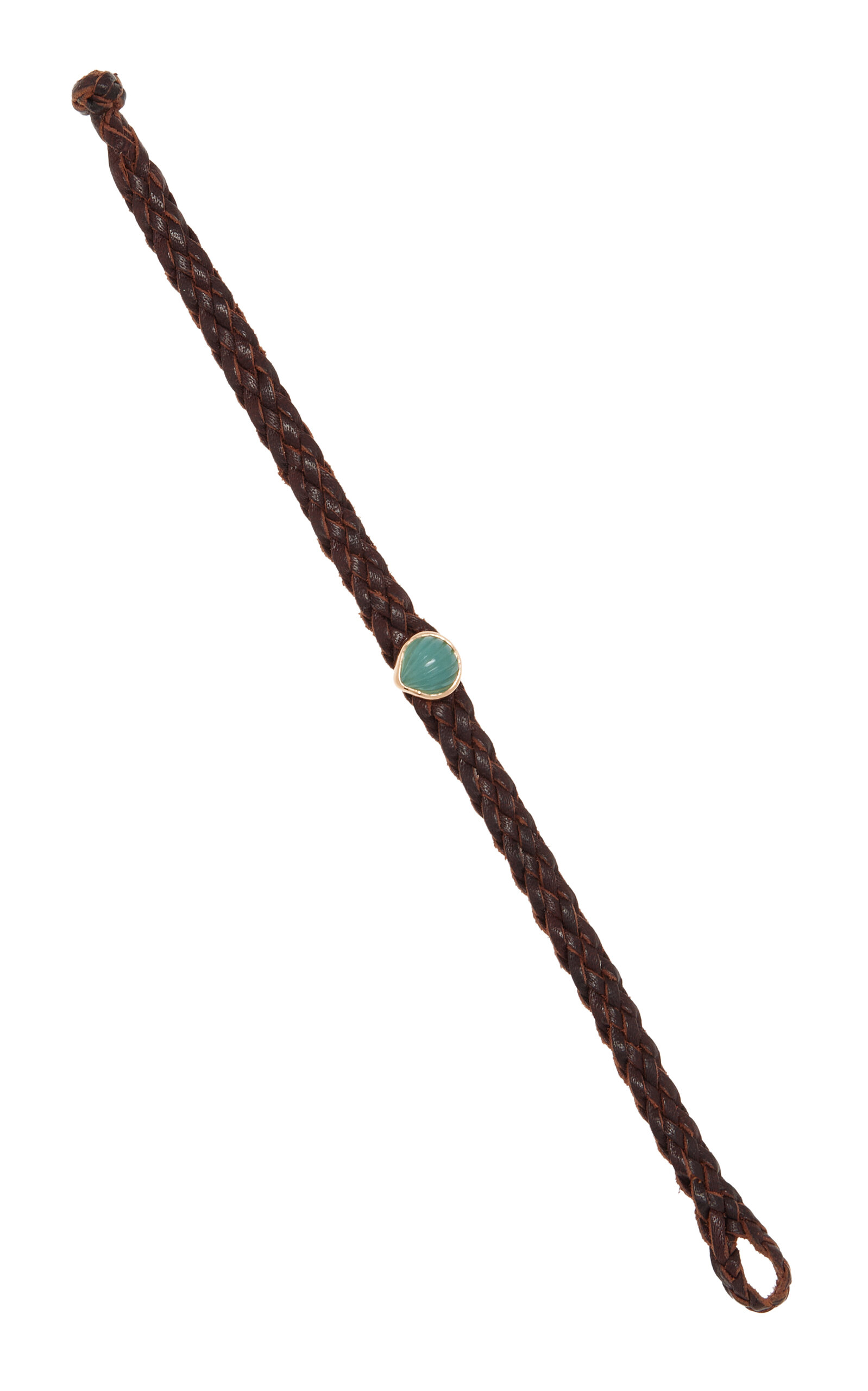 18K Rose Gold Chrysoprase Leather Bracelet