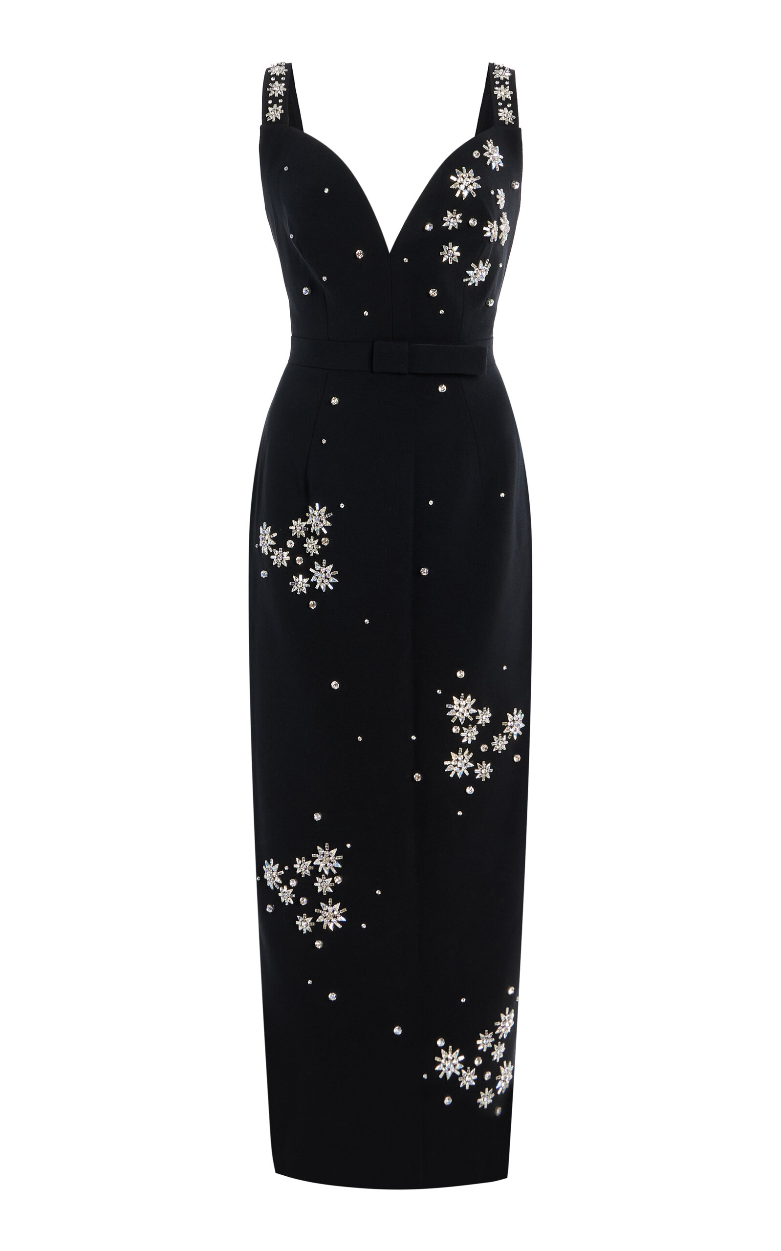 Huishan Zhang Brandy Crystal-embellished Crepe Midi Dress In Black