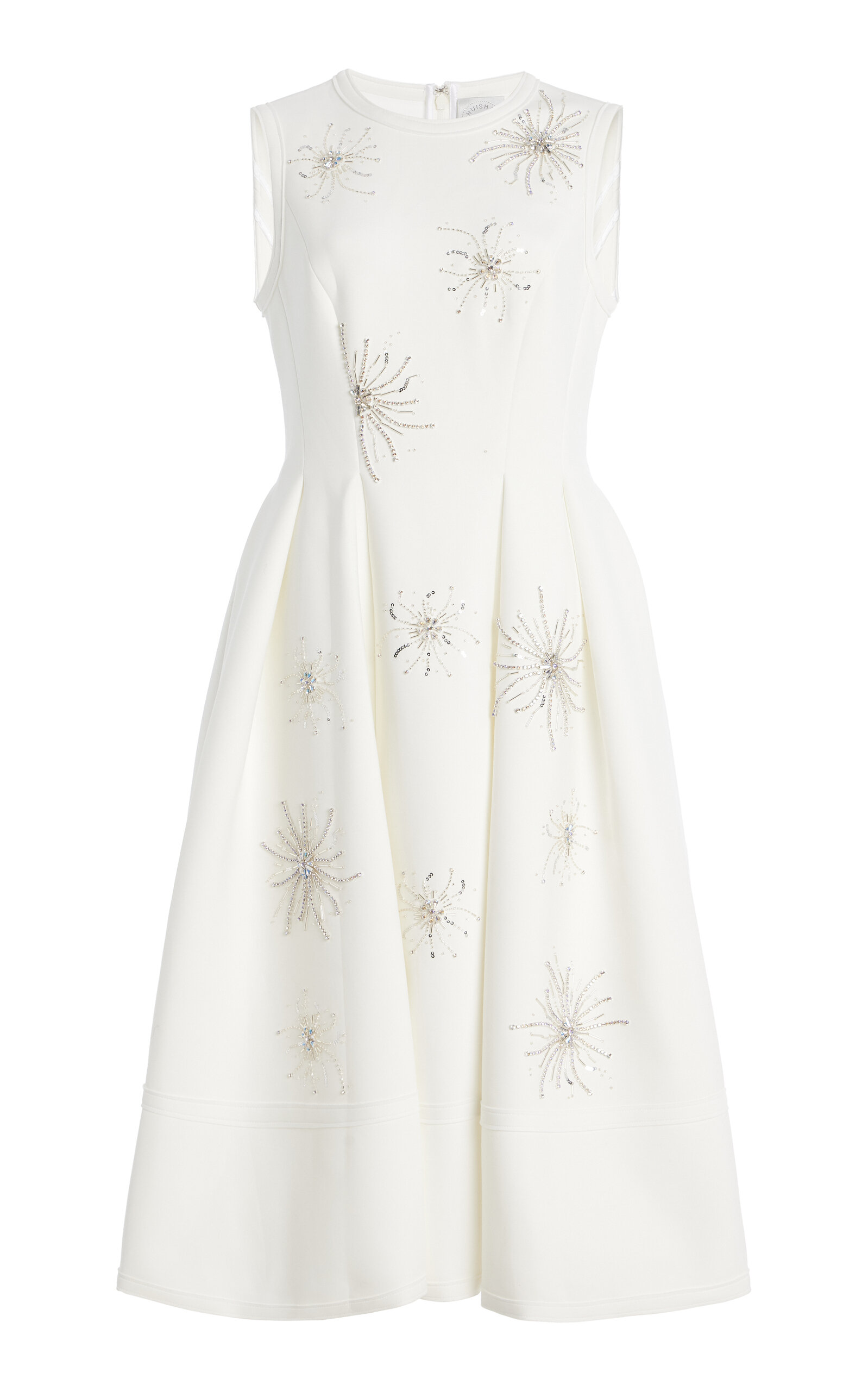 Huishan Zhang Womens May Crystal-embellished Stretch-scuba Midi Dress Scuba White In White