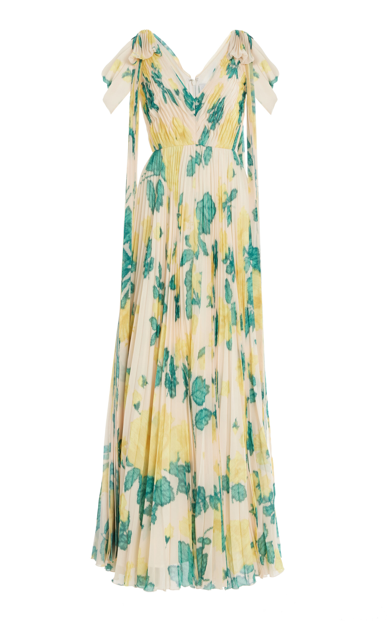 Huishan Zhang Beata Floral Plisse Gown