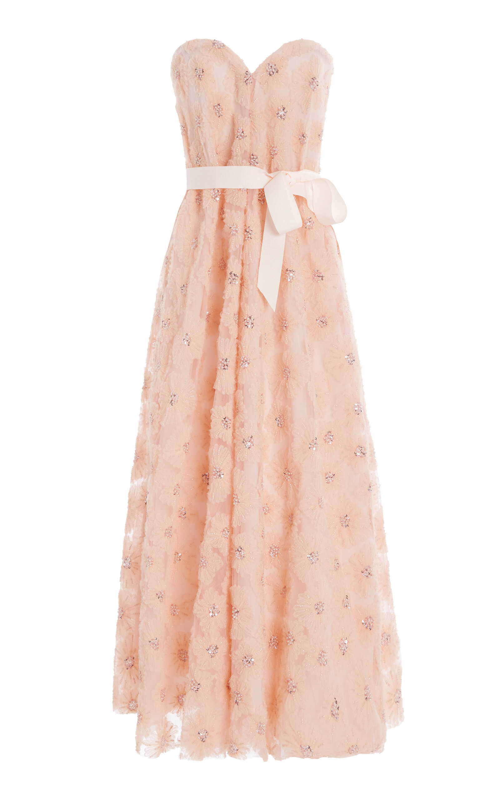 Huishan Zhang Womens Vivia Strapless Embroidered Tulle Gown Tulemb Pink In Pink