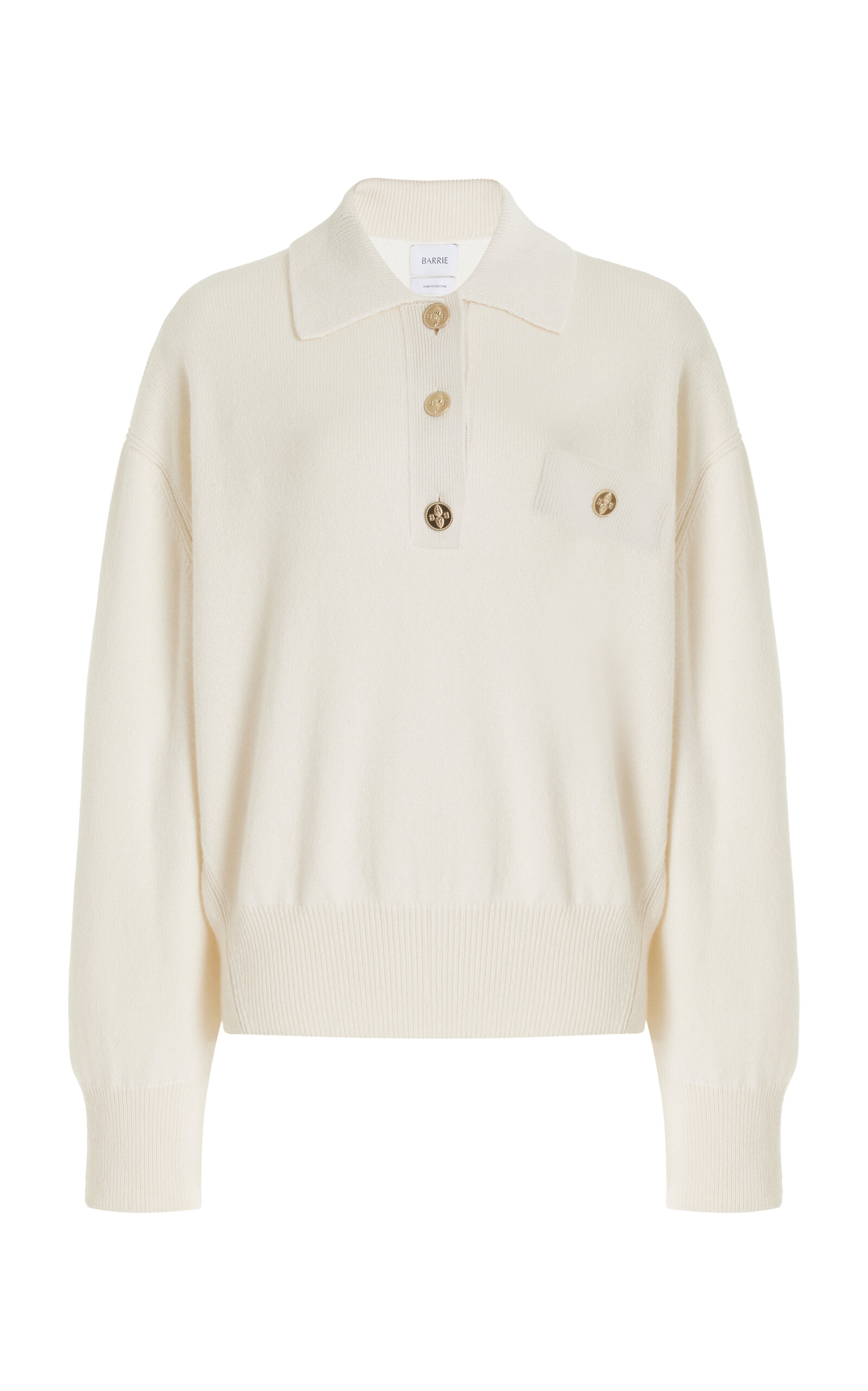 Barrie Cashmere Polo Sweater In White
