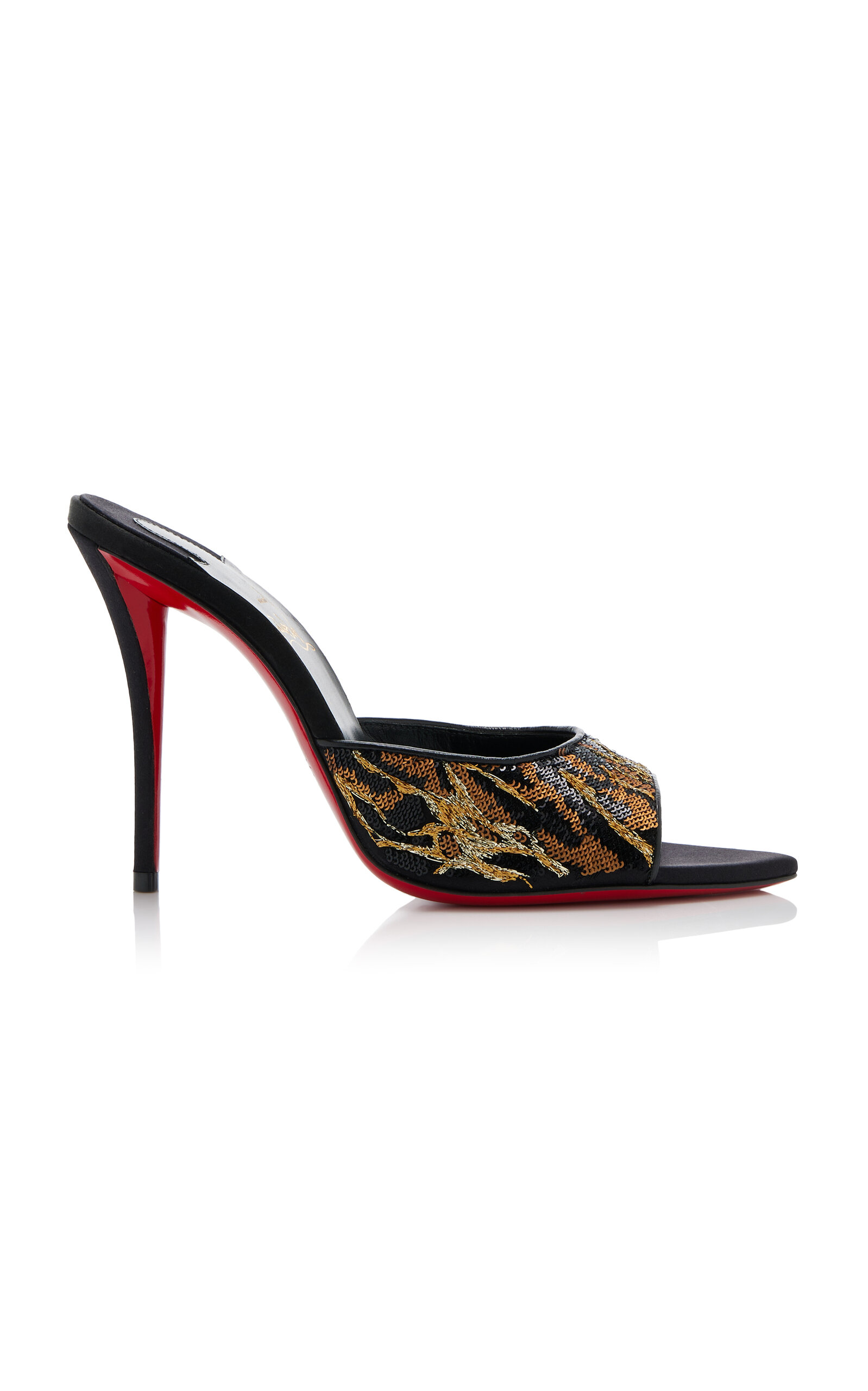 Christian Louboutin Miss Z Ocelot 100 Satin Mules In Multi