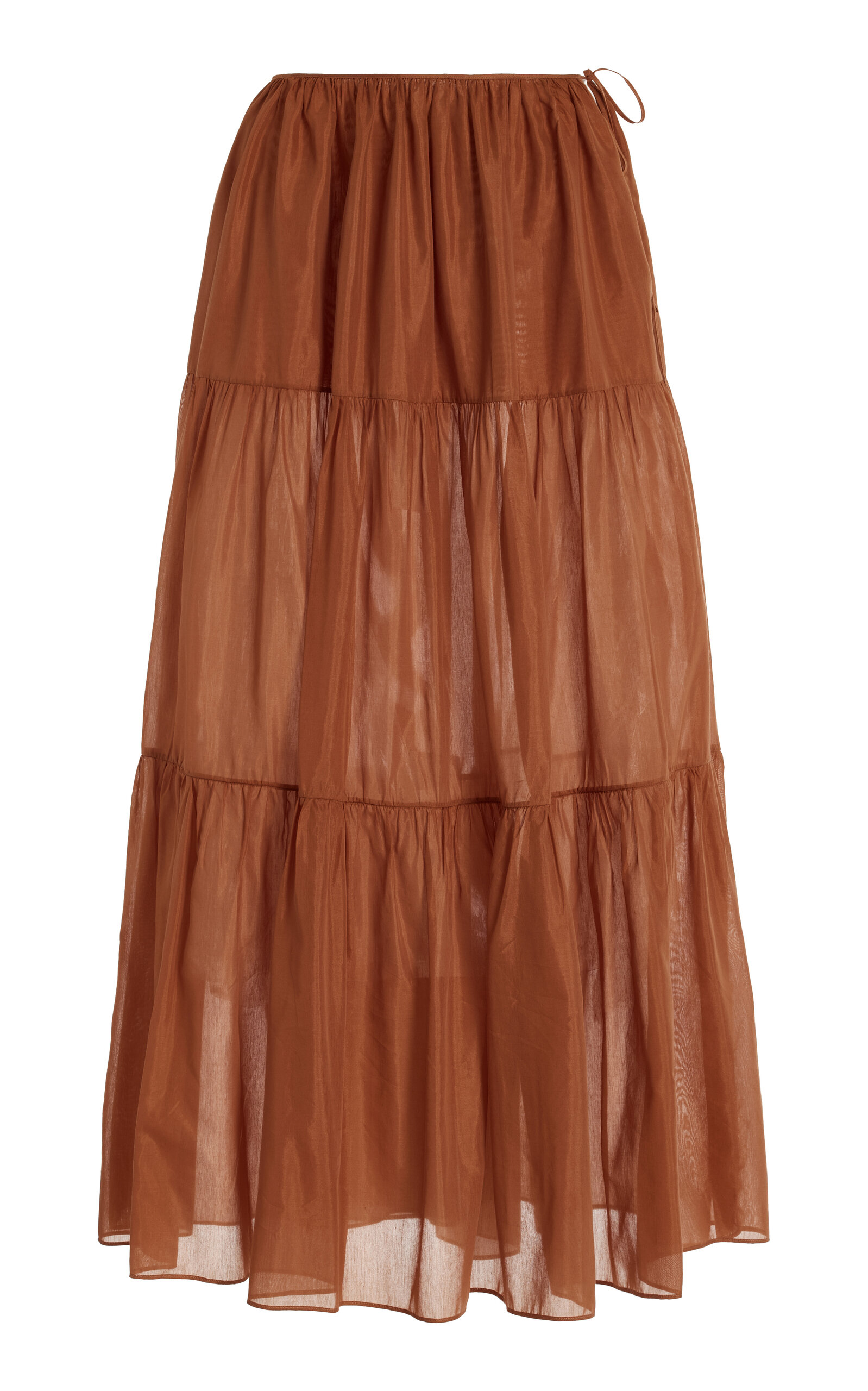 Moré Noir Juna Tiered Cotton-Silk Voile Maxi Skirt - Brown