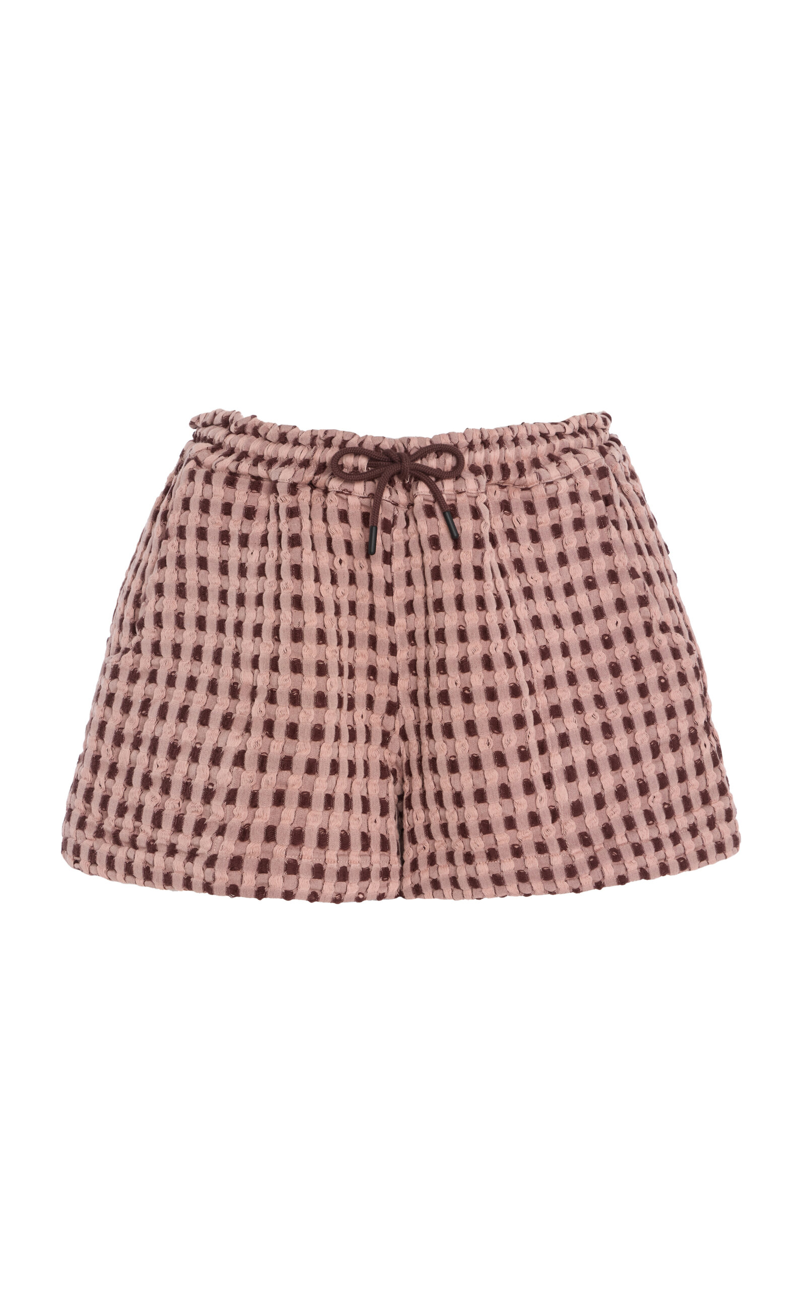 Shop Oas Exclusive Ferratelle Drizzle Cotton Waffle Shorts In Brown