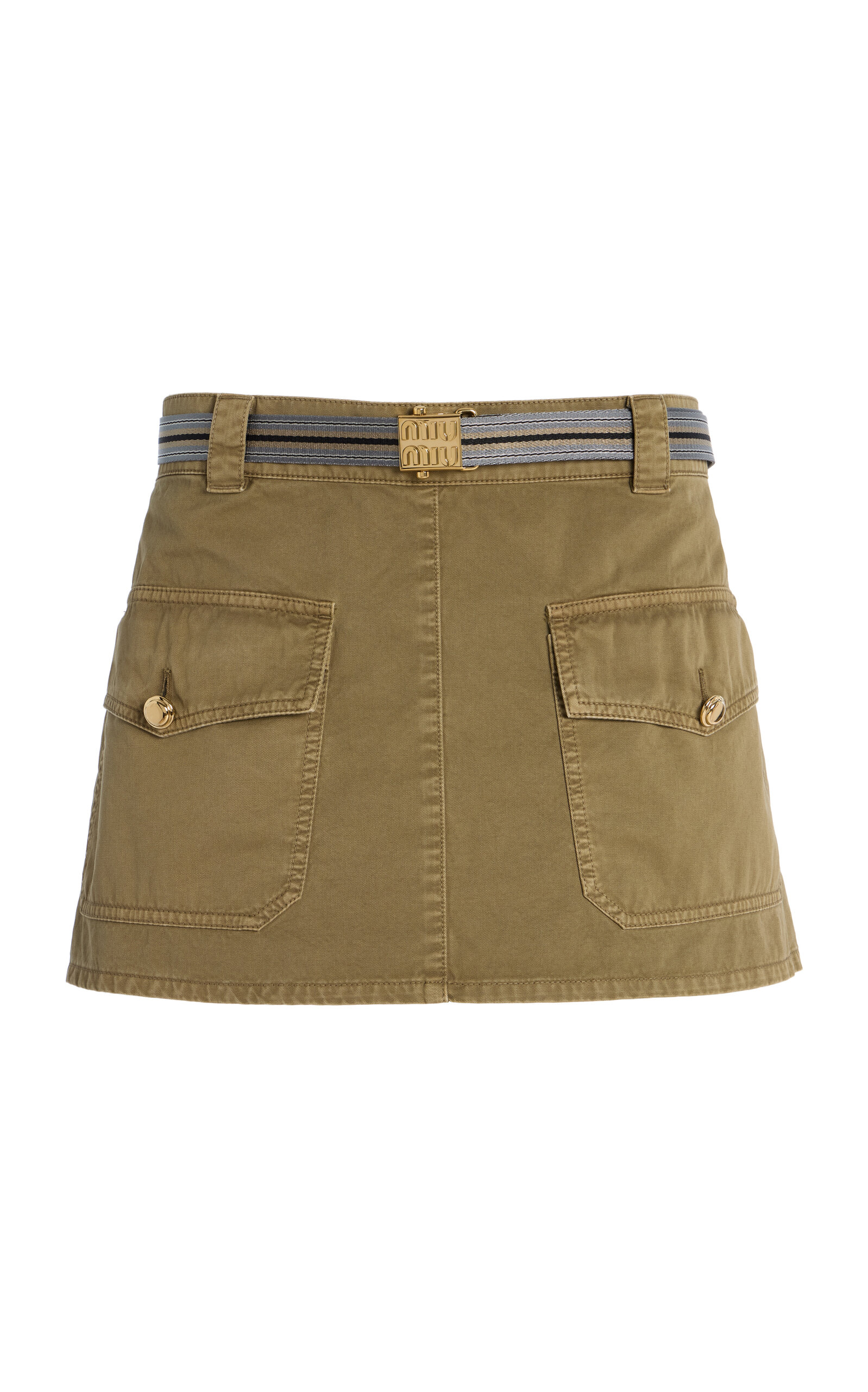 Miu Miu Cotton Cargo Mini Skirt In Green