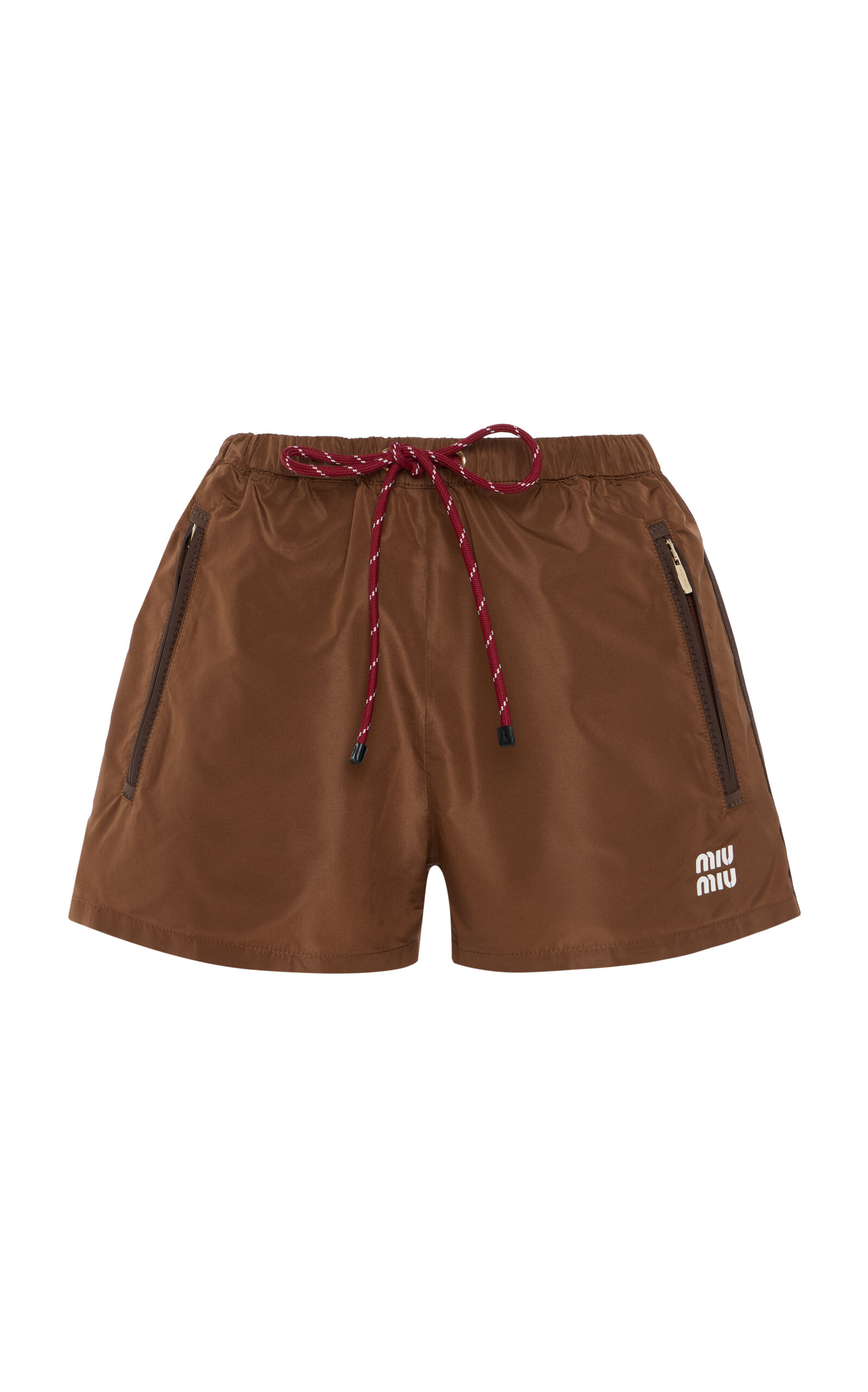 Miu Miu Tech-canvas Shorts In Brown