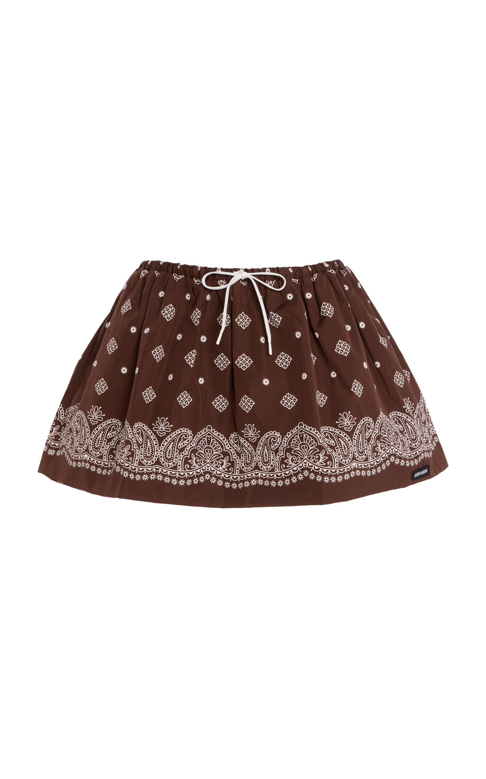 Miu Miu Cotton-Poplin Bandana Skirt - Brown