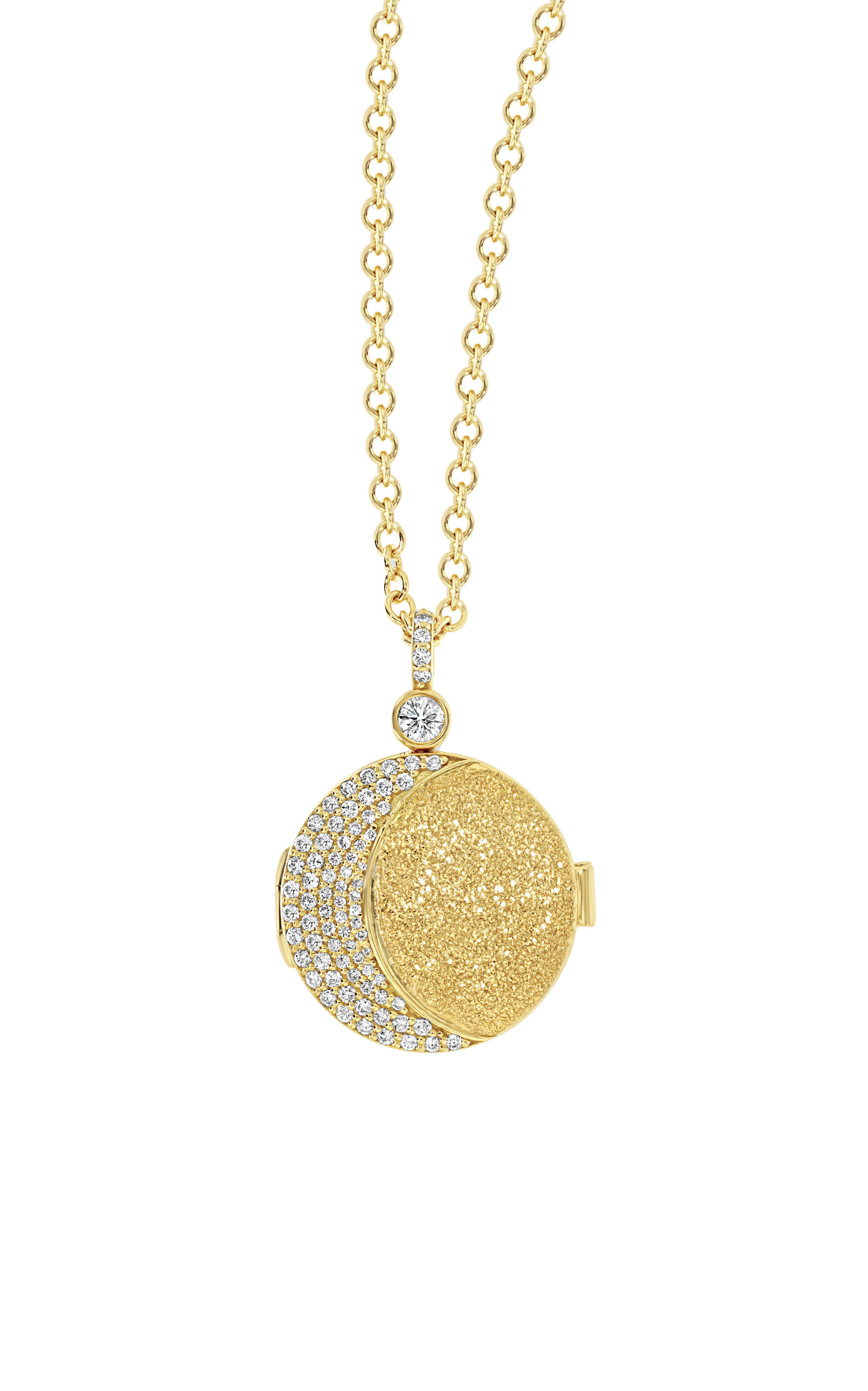 Future Fortune Many Moons 18K Yellow Gold Diamond Locket Necklace - Gold - OS - Moda Operandi