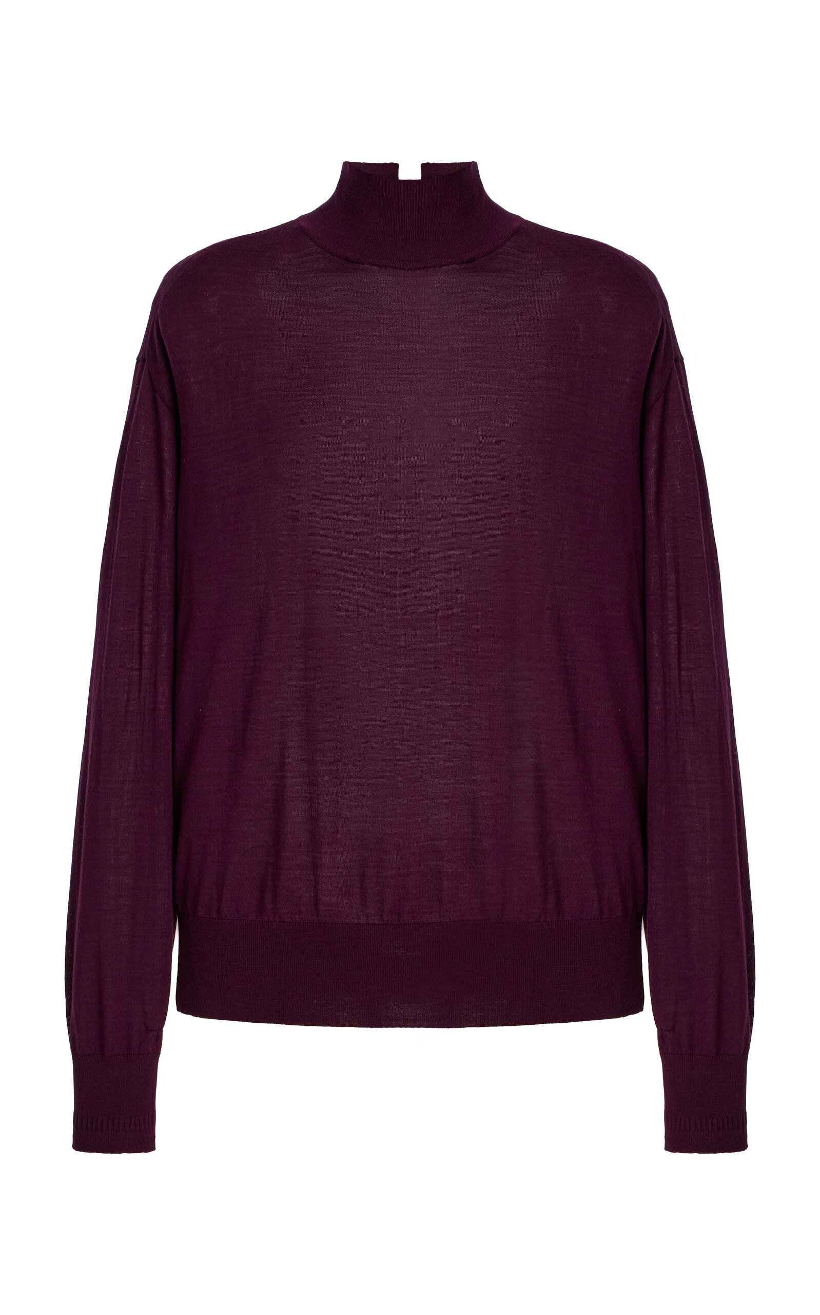 Another Tomorrow Wool Turtleneck Sweater In Purple