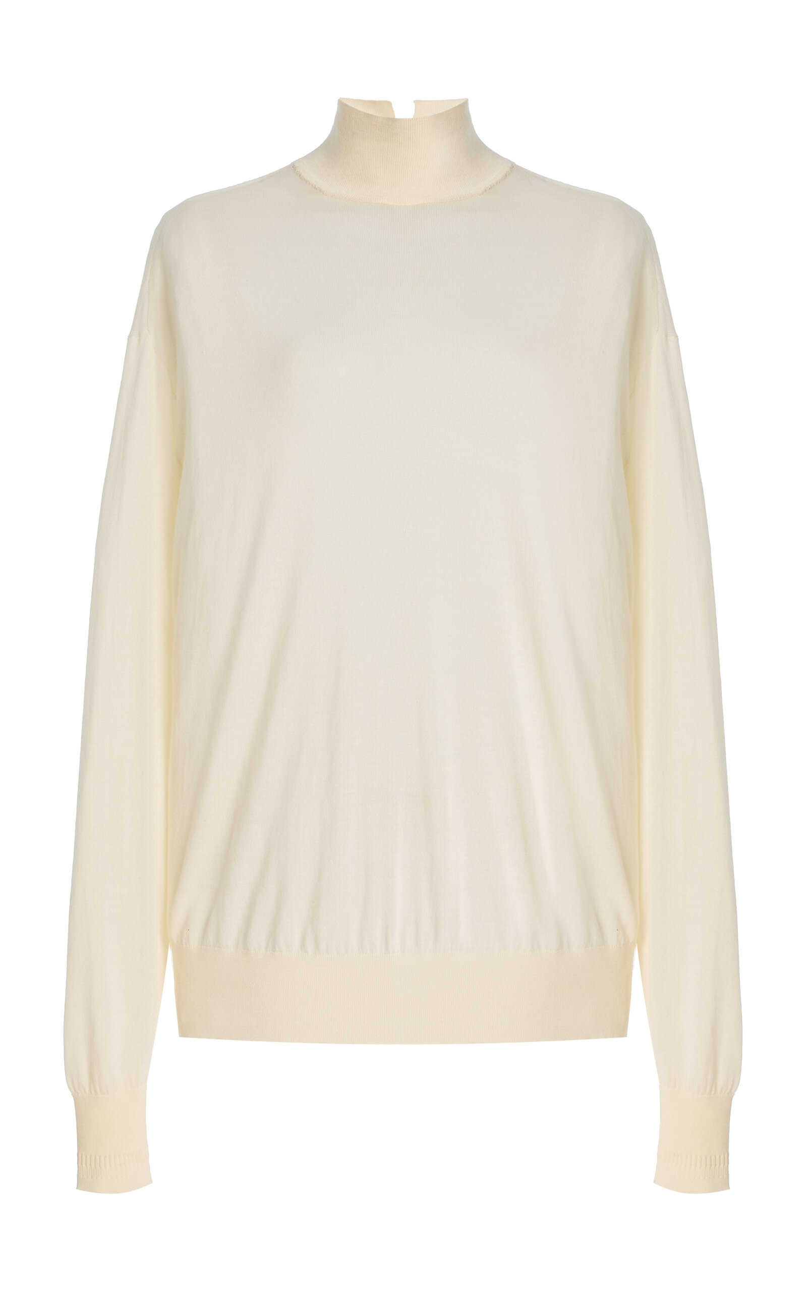 Another Tomorrow Wool Turtleneck Sweater In Neutral