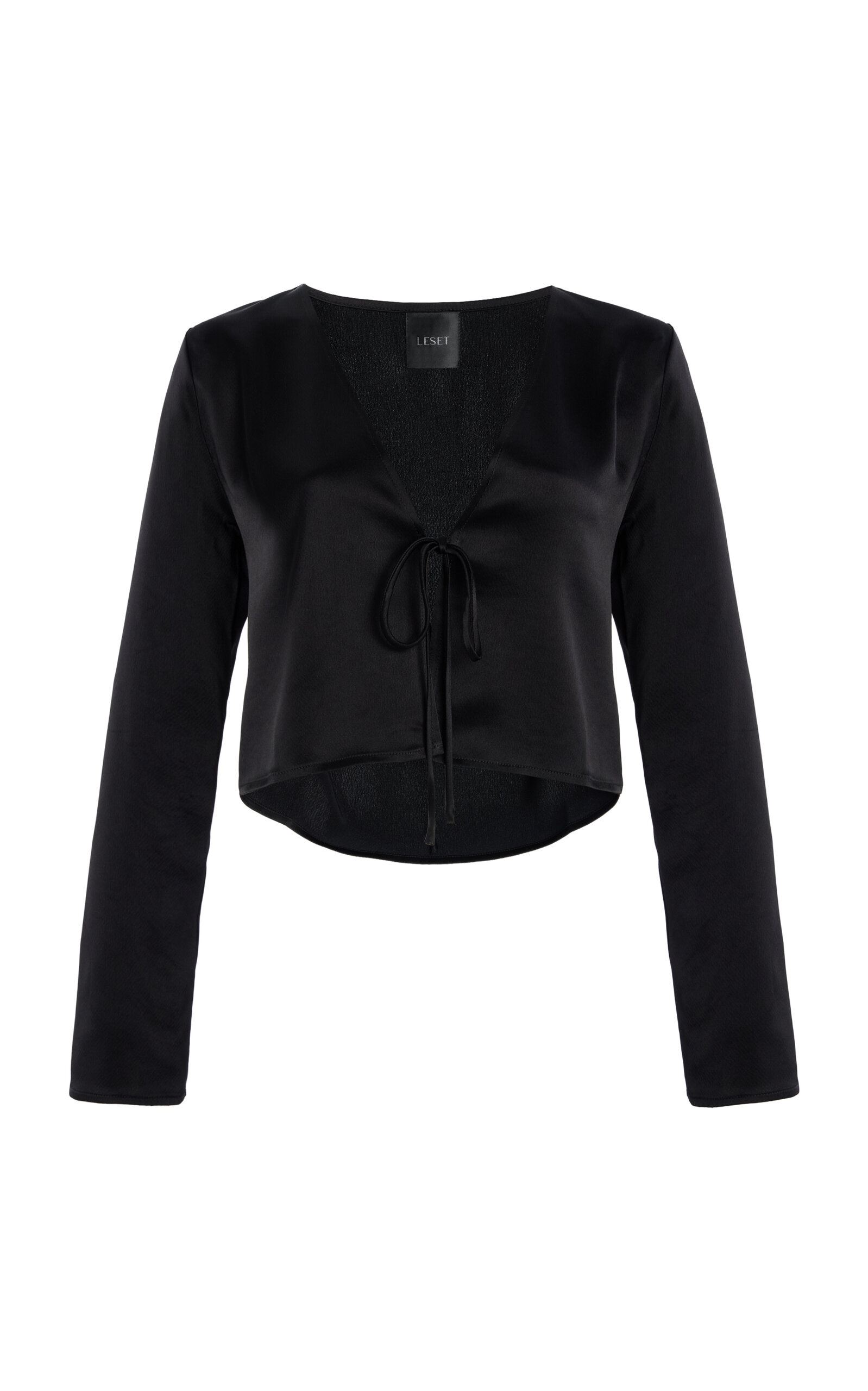 Leset Barb Cropped Satin Top