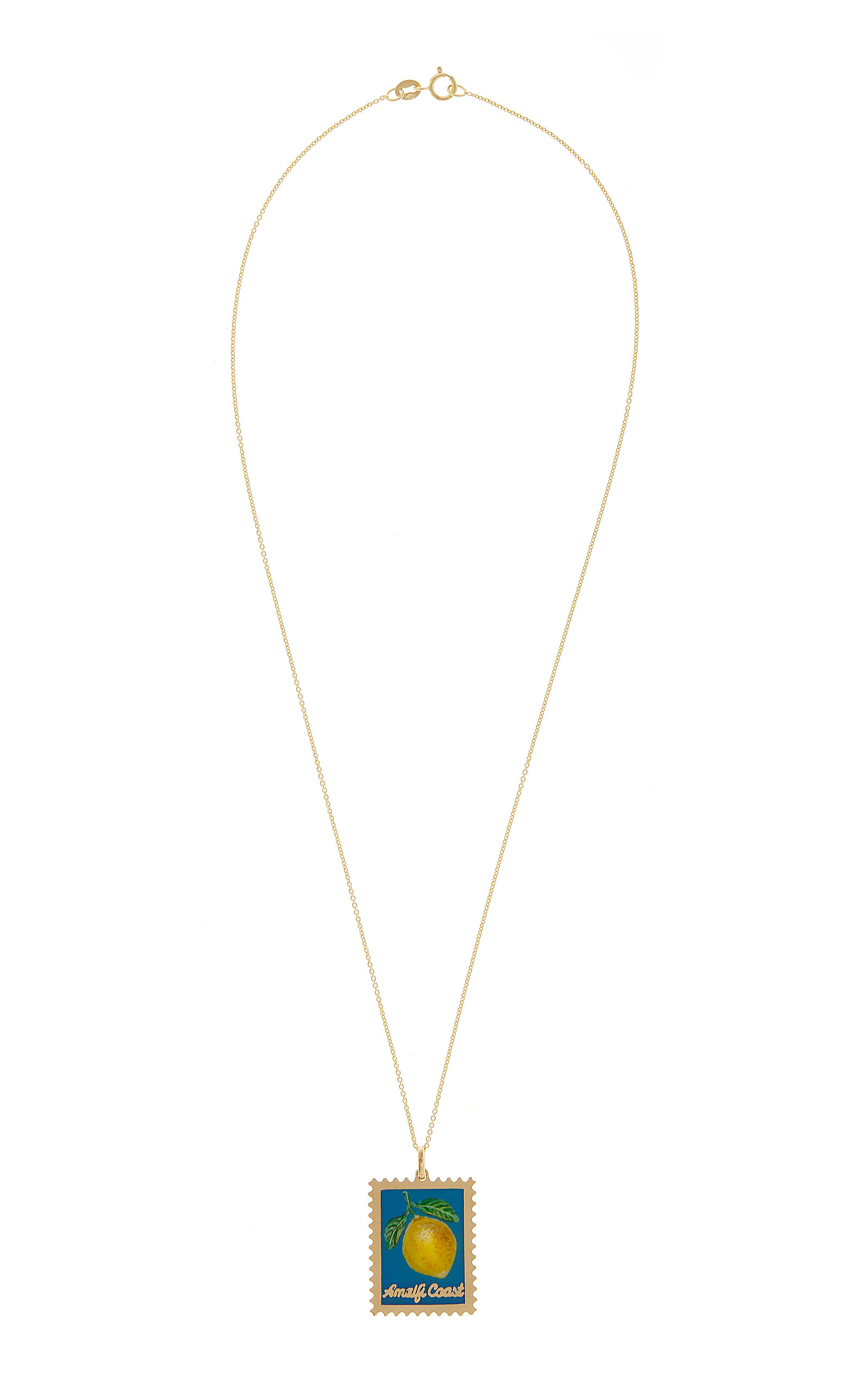 MAISON TJOENG AMALFI COAST 18K YELLOW GOLD ENAMELED POSTAGE NECKLACE