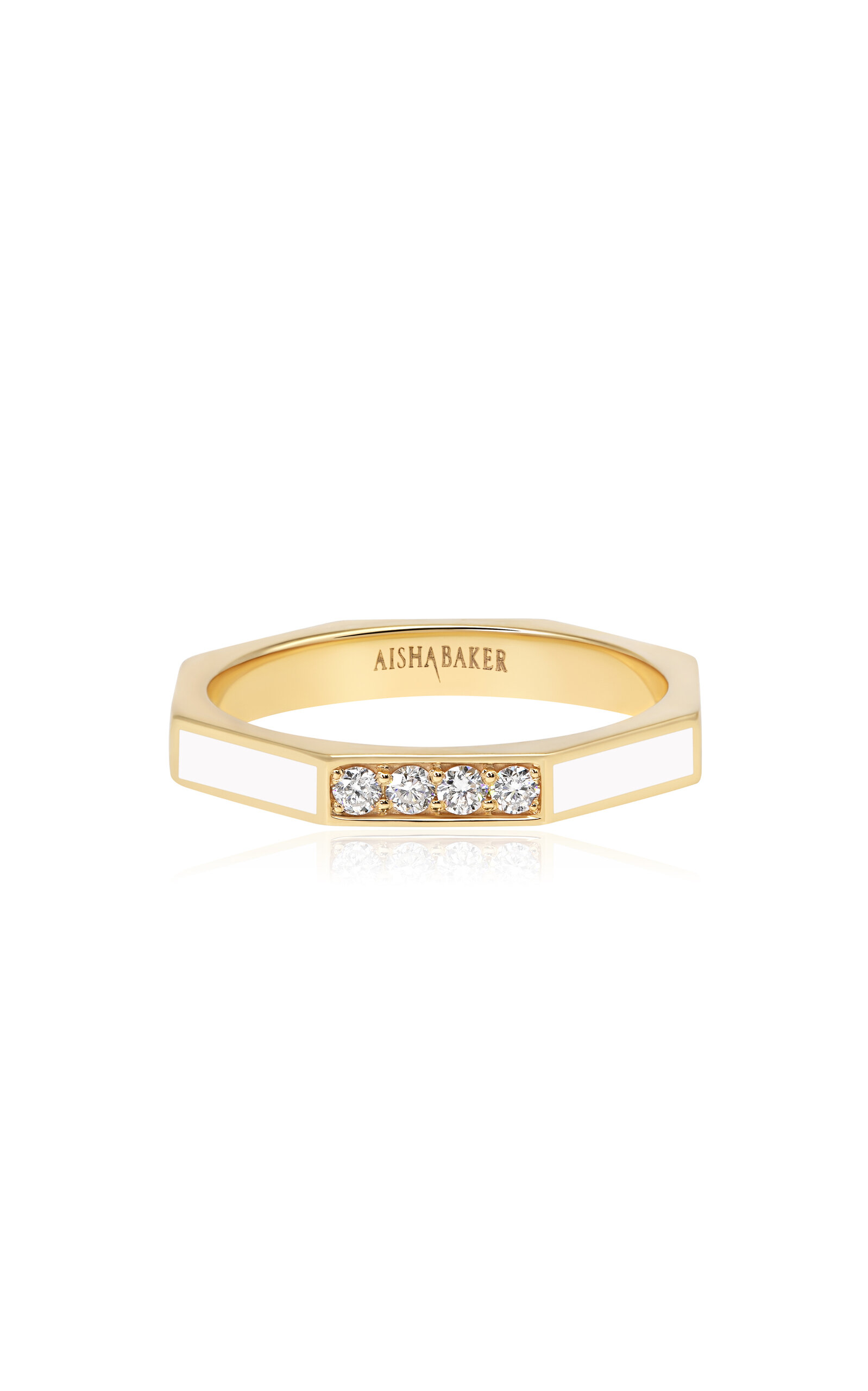 Fingers Crossed White 18K Yellow Gold Diamond And Enamel Ring