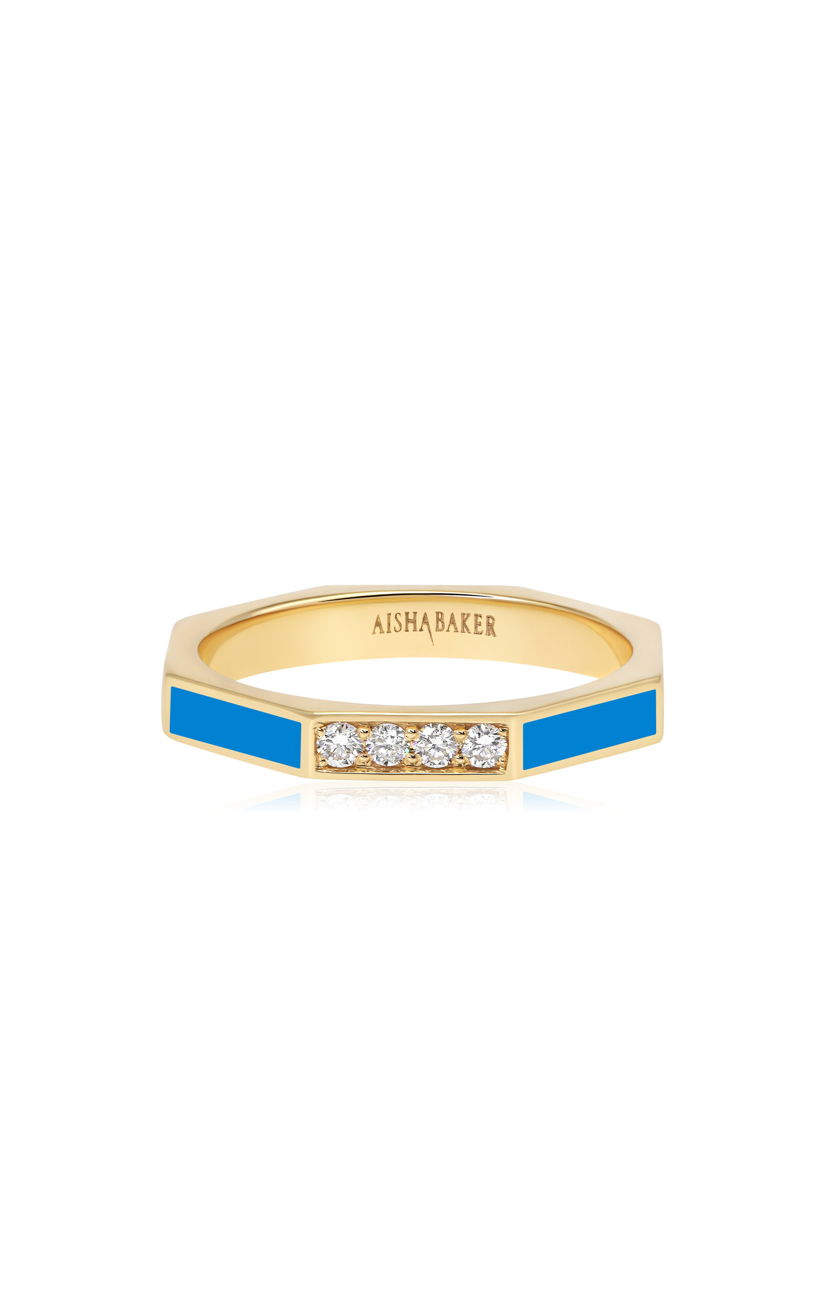 Fingers Crossed Blue 18K Yellow Gold Diamond And Enamel Ring