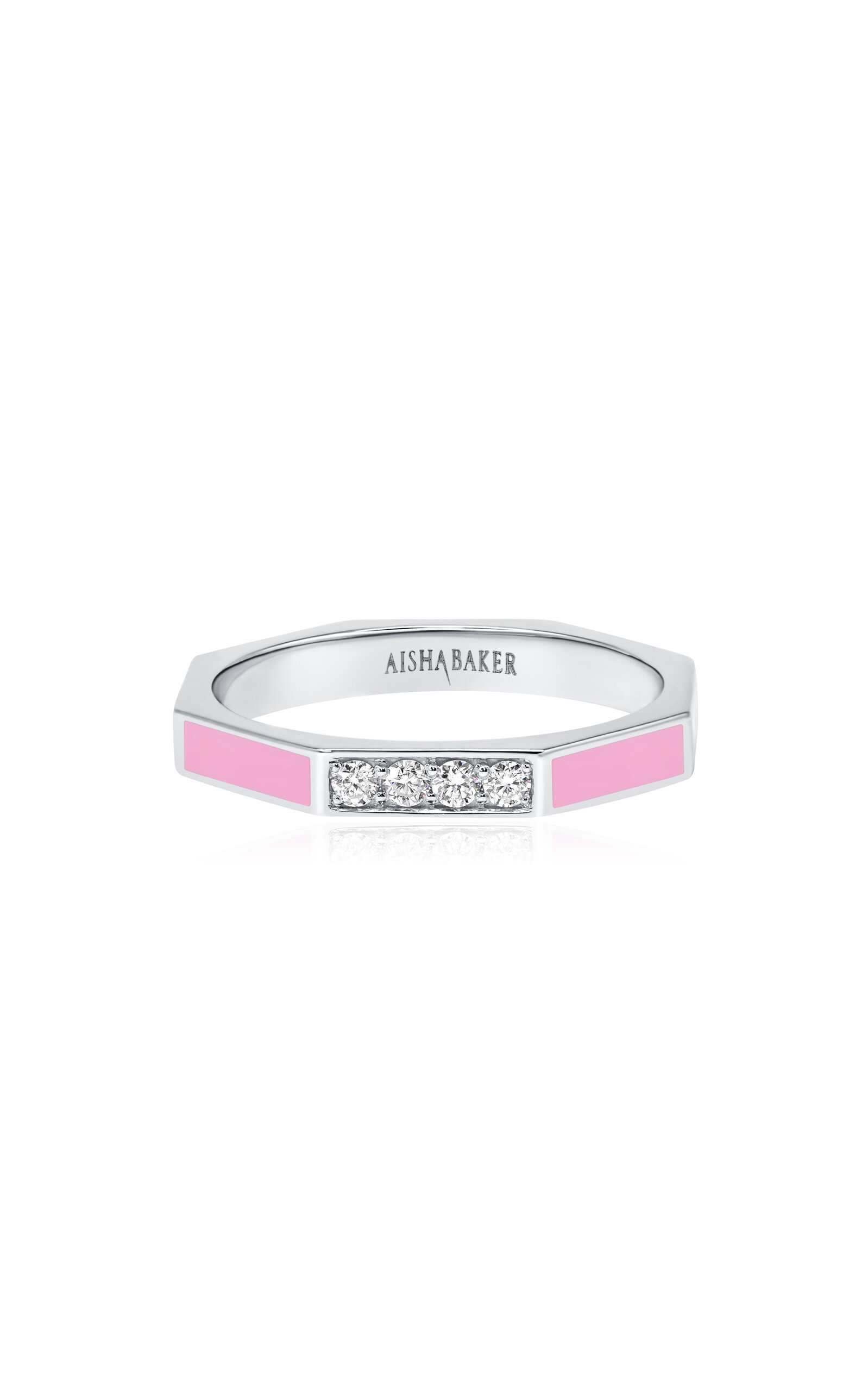 Fingers Crossed Pink White 18K White Gold Diamond And Enamel Ring