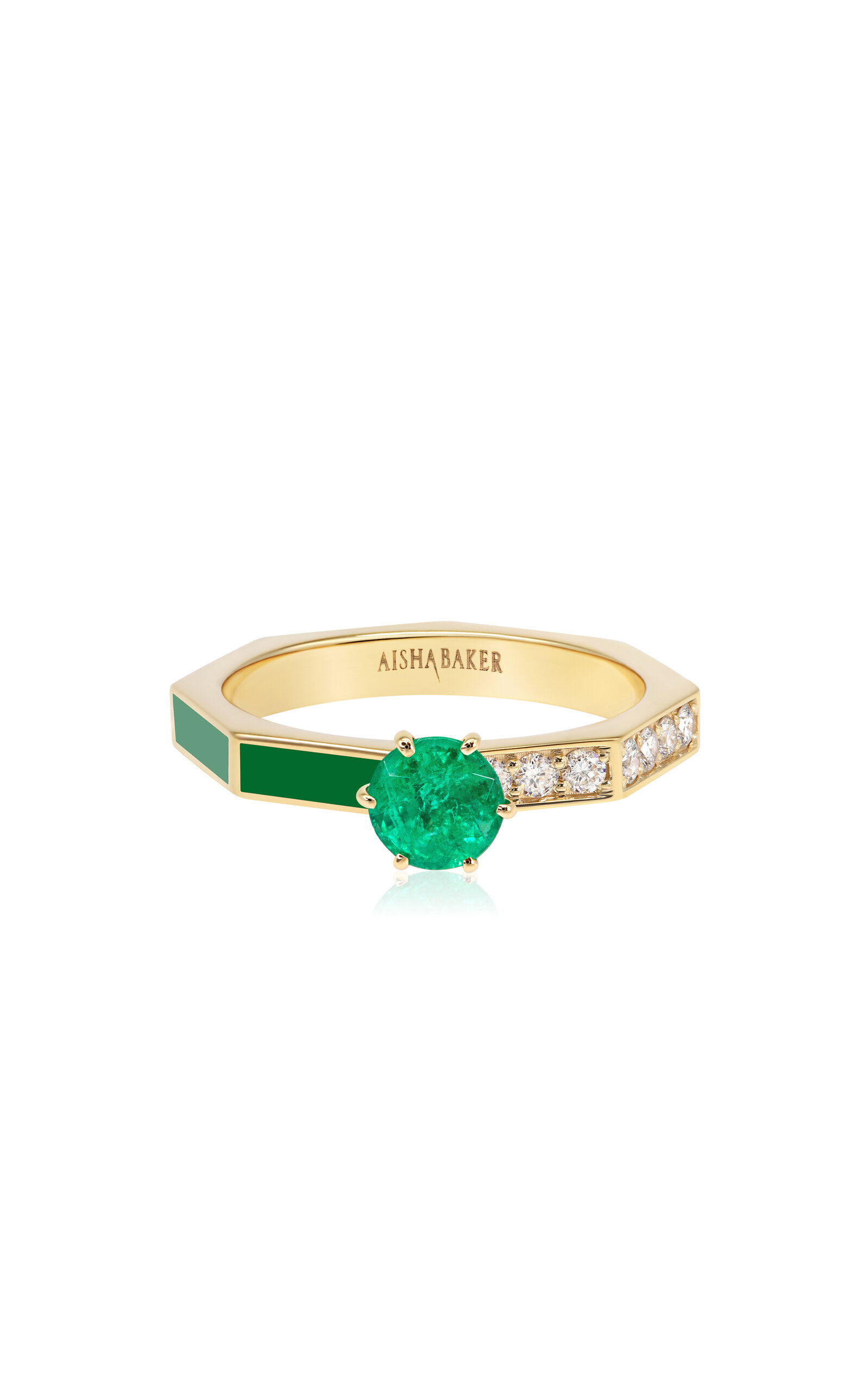 New Beginning 18K Yellow Gold Diamond; Emerald And Enamel Ring