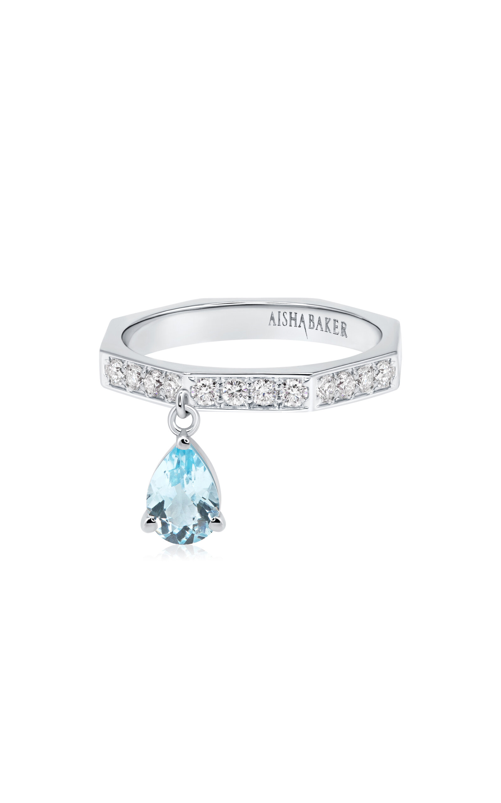 How Charming 18K White Gold Blue Topaz And Diamond Ring