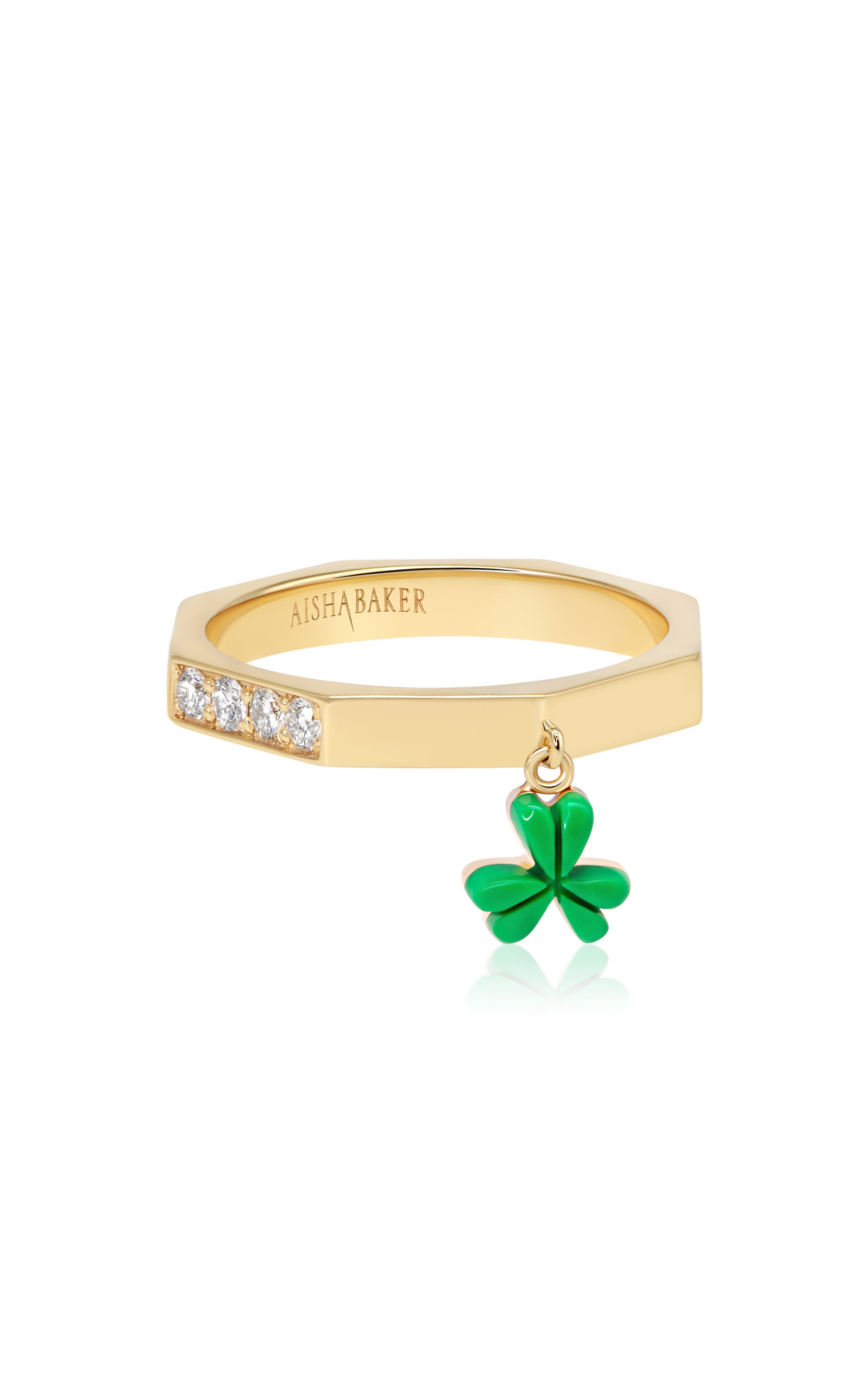 How Charming Lucky 18K Yellow Gold Diamond And Enamel Ring