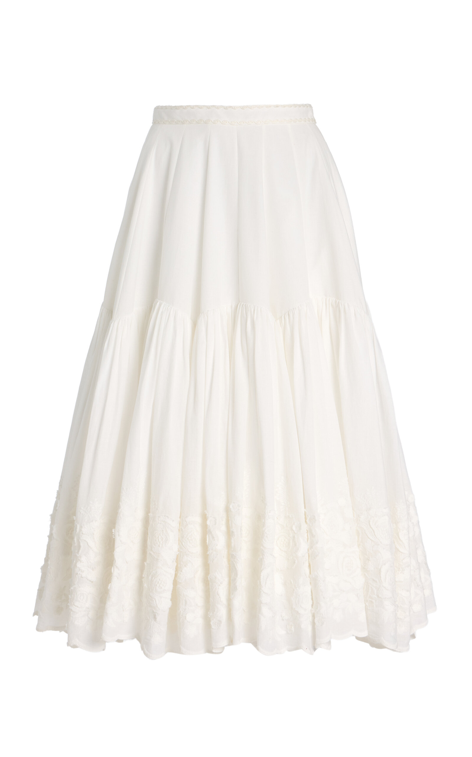 Lena Hoschek Ditsy Cotton Lace Midi Skirt In White