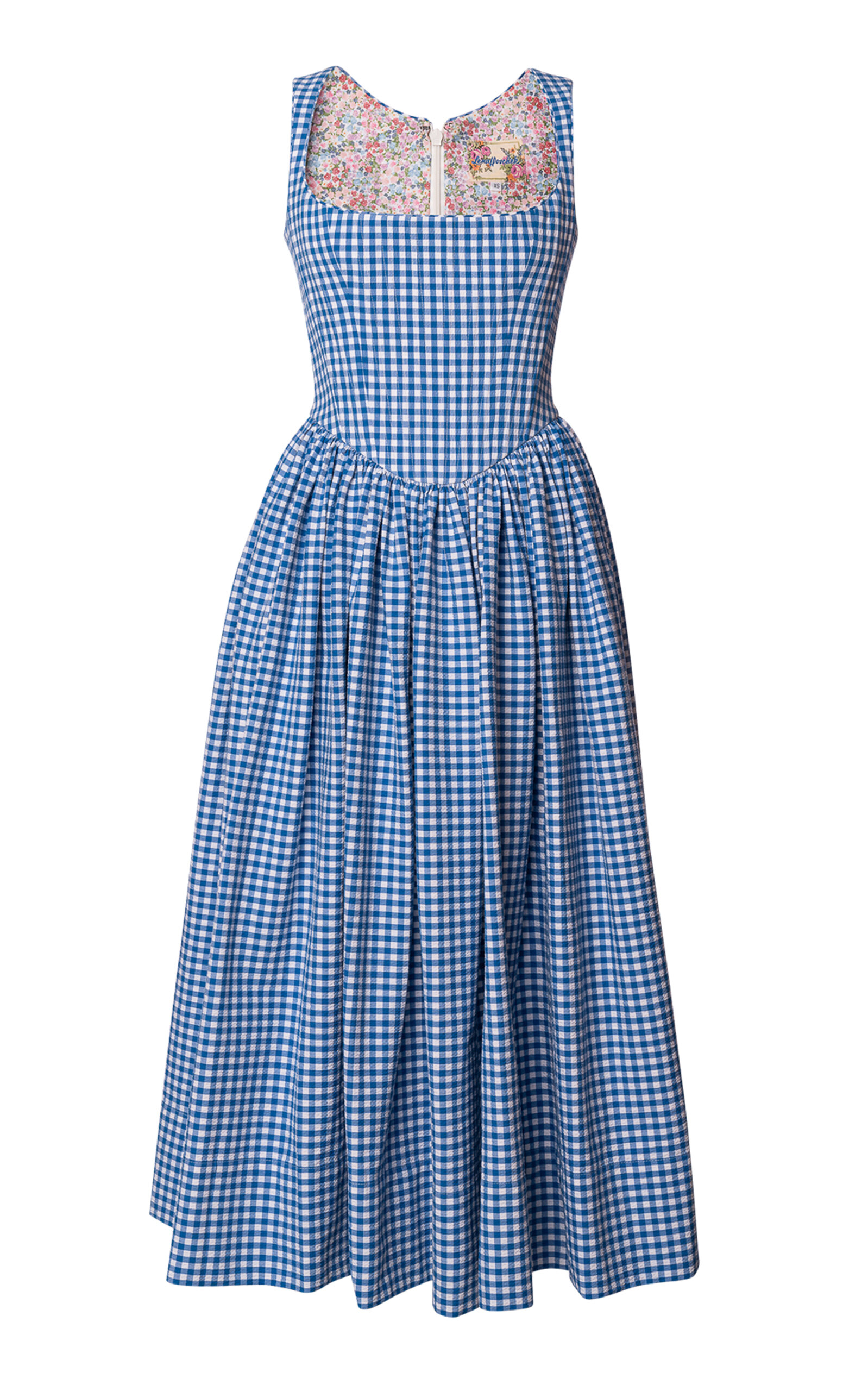 Lena Hoschek Tessa Gingham-Cotton Drop-Waist Midi Dress