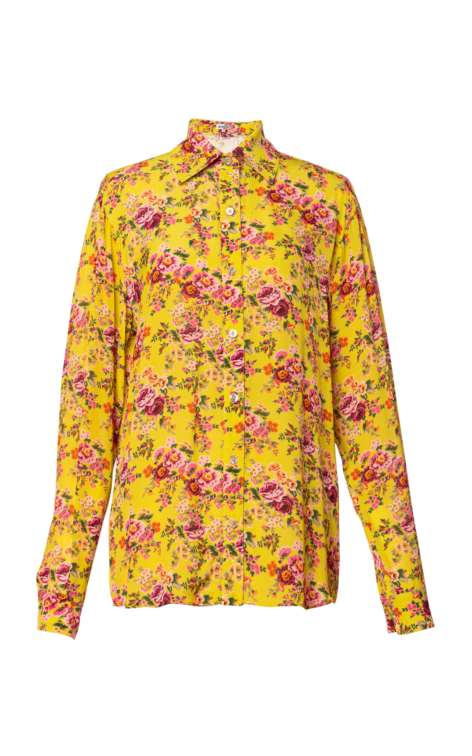 Lena Hoschek Palazzo Satin Button-Up Top - Floral