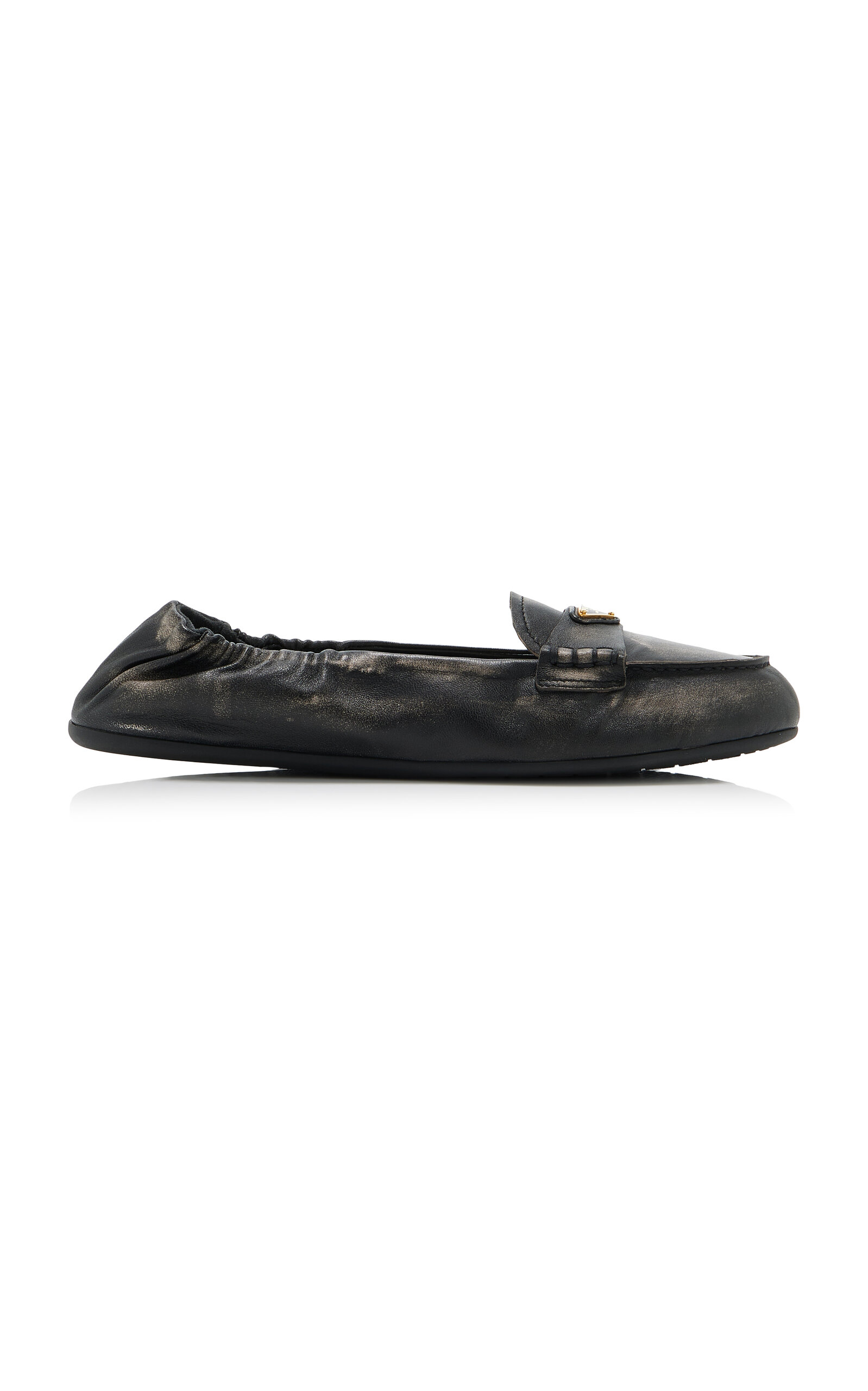 Prada Vintage-effect Nappa Leather Loafers In Black